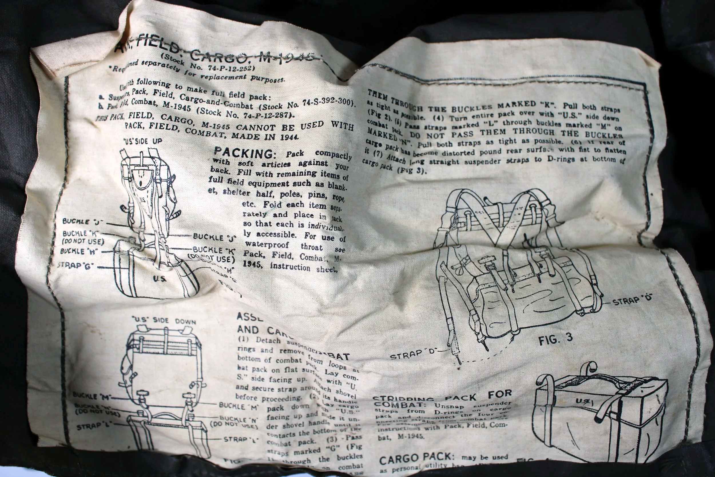 Korean War M-1945 Canvas Cargo Field Pack 1951 Dated