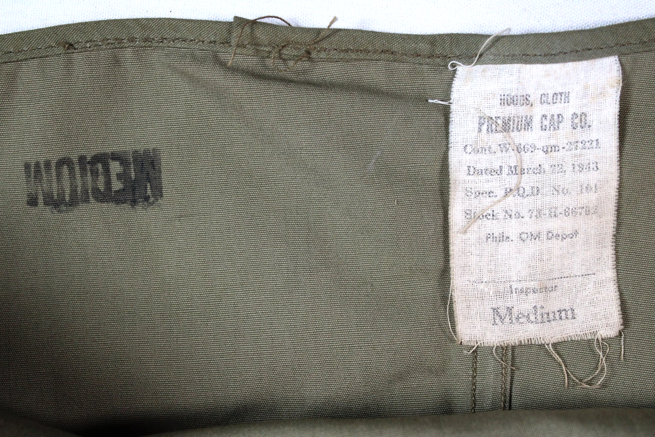 WW2 US Army M41 M-1941 Hood 1943 Deadstock Medium