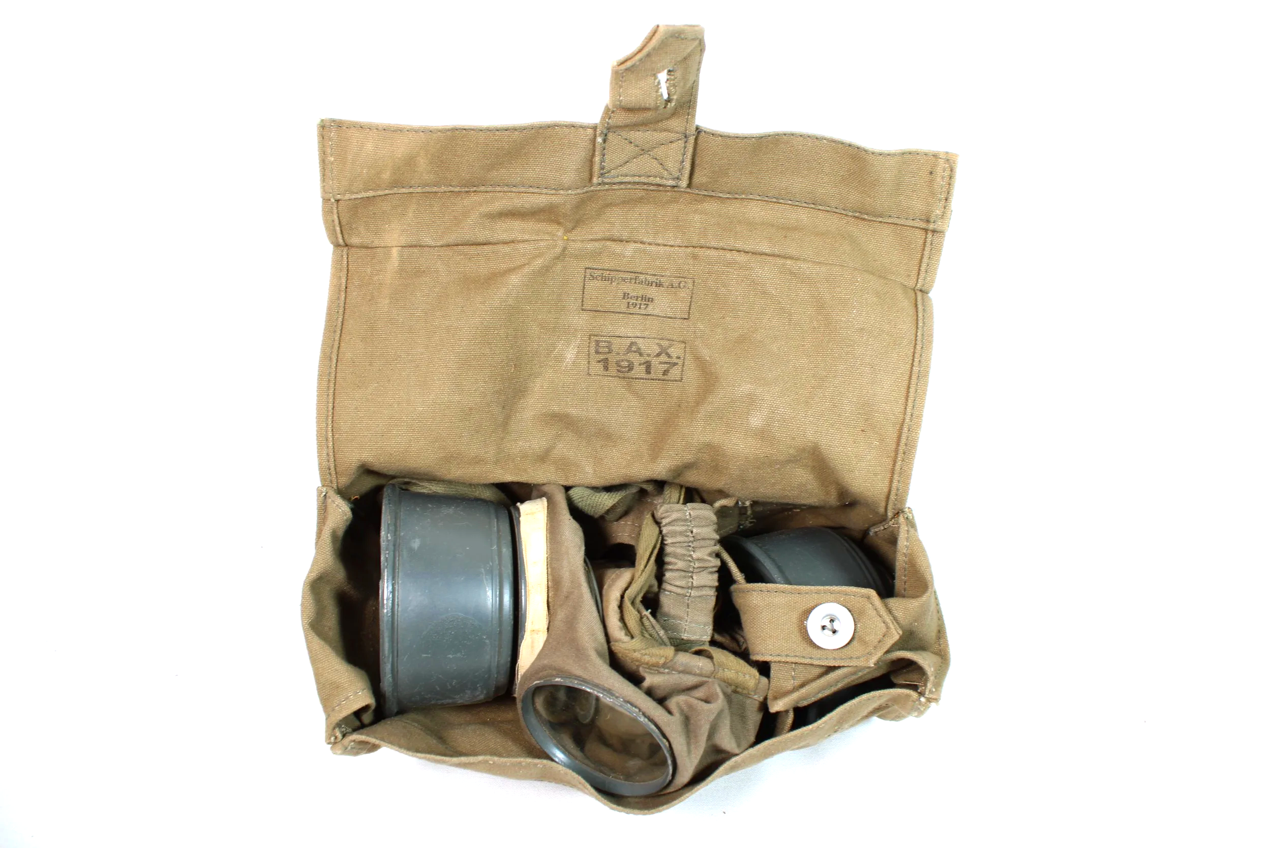 WWI GERMAN INFANTRY M1915 GASK MASK Gummimaske & CARRY BAG