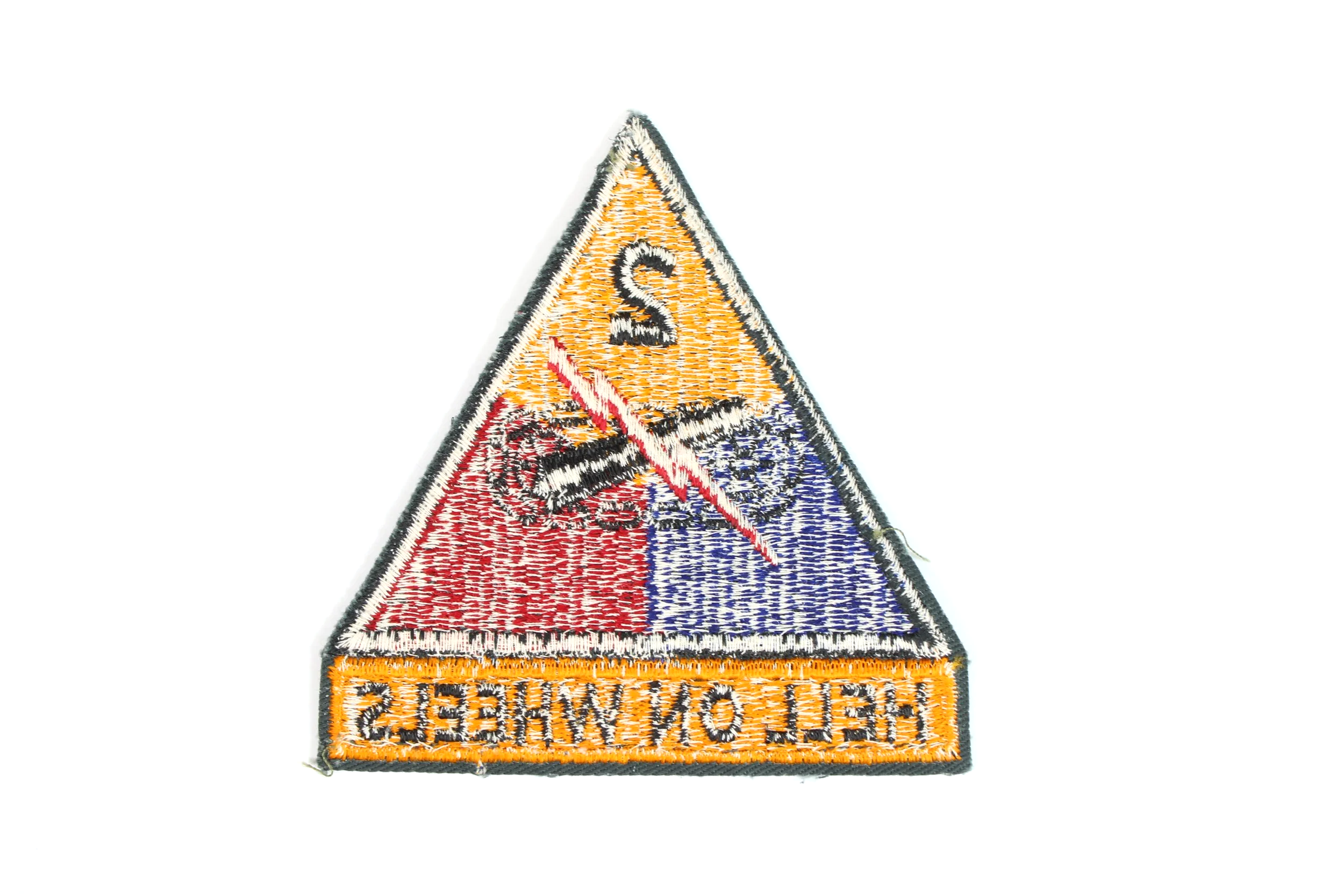 U.S. Army 2nd Armored Division "Hell On Wheels" shoulder patch back