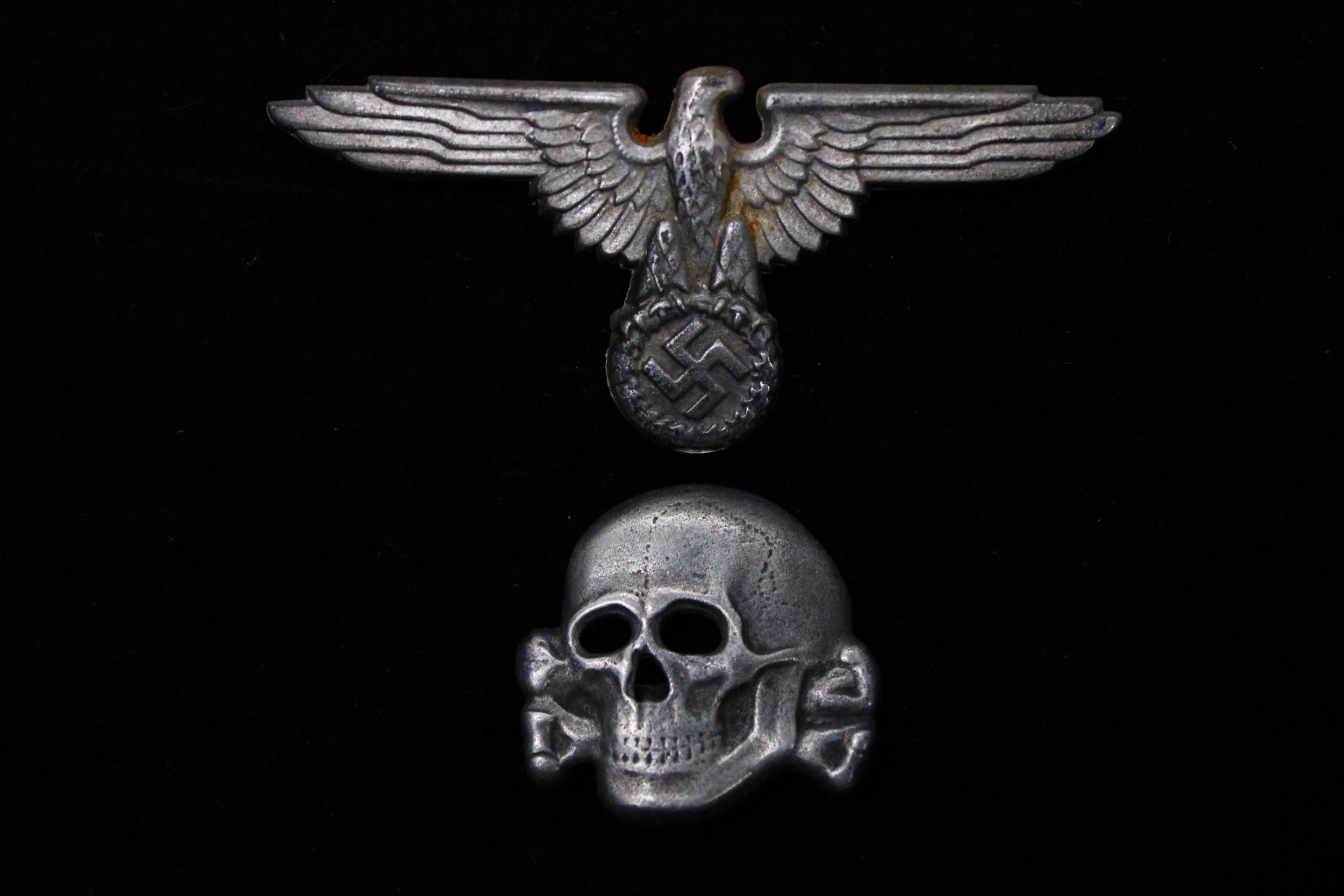 Reproduction WW2 German Waffen SS "Totenkopf" Visor Cap Skull & Eagle Set RZM 475/42,499/41 "Zimmermann"