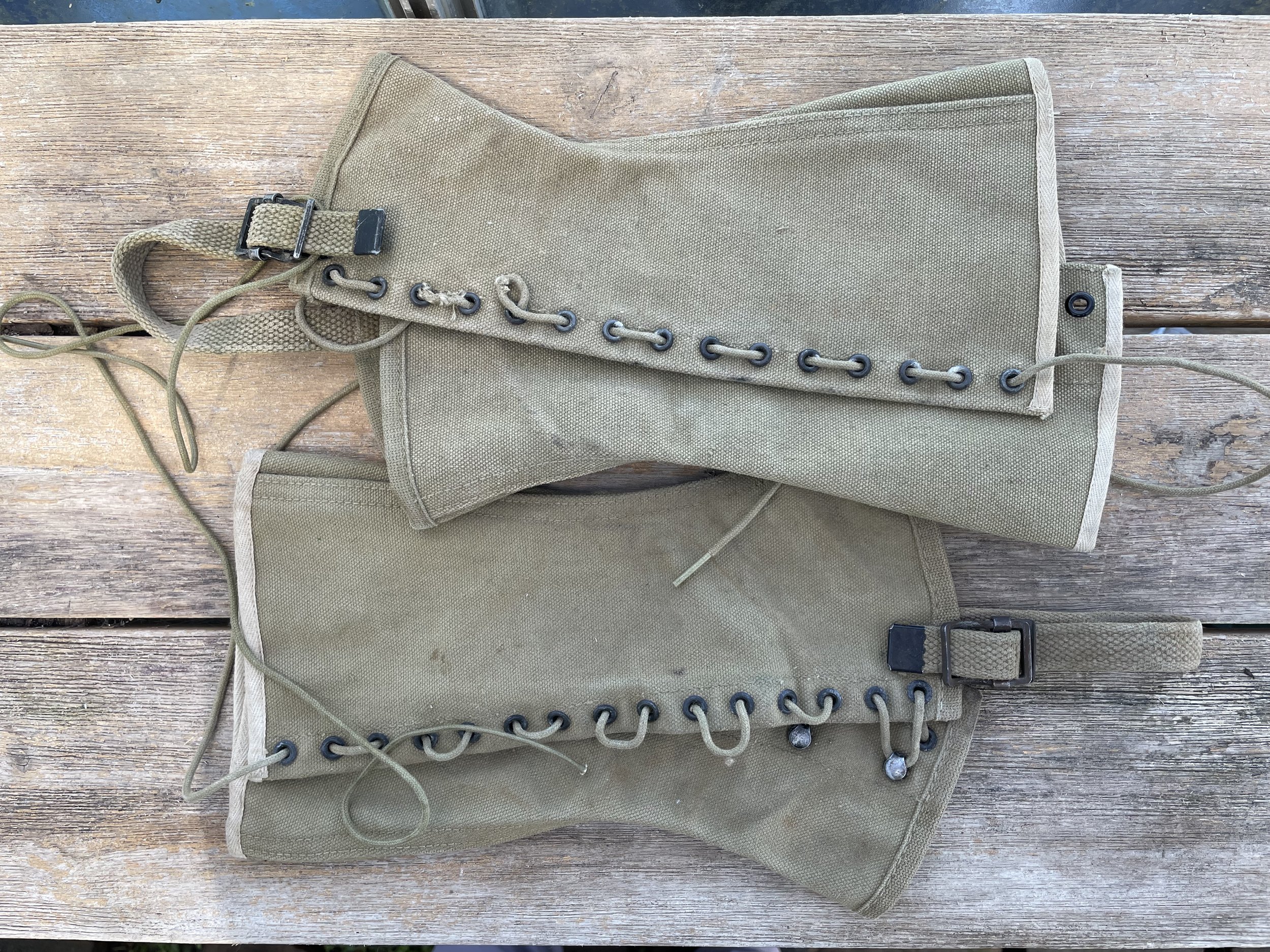 1942 WW2 Military Canvas Boot Gaiters Covers Gregory & Read Co Size 3R