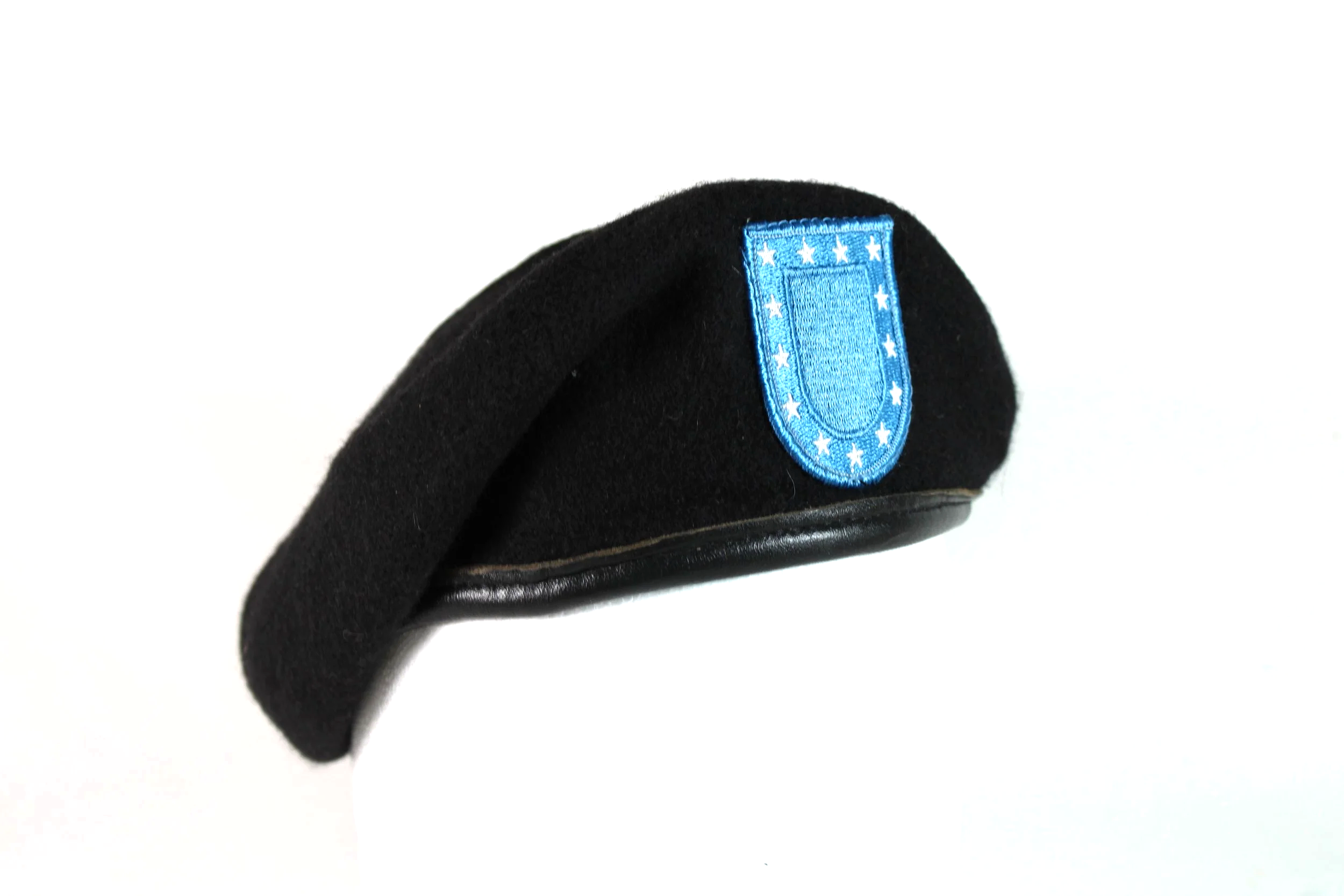 DSCP Garrison US Army Black Beret Blue Armyt Flash 7 1/8