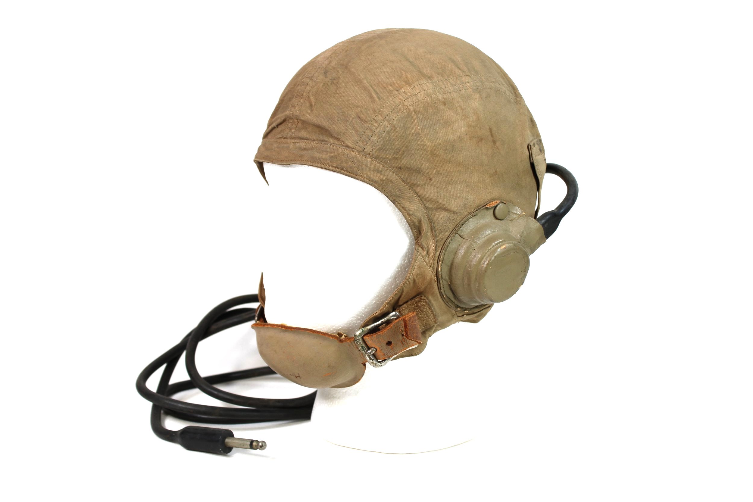 Original Rare WWII USN / USMC NAF Named 1092S Cloth Flight Helmet with TH-37 Earphones