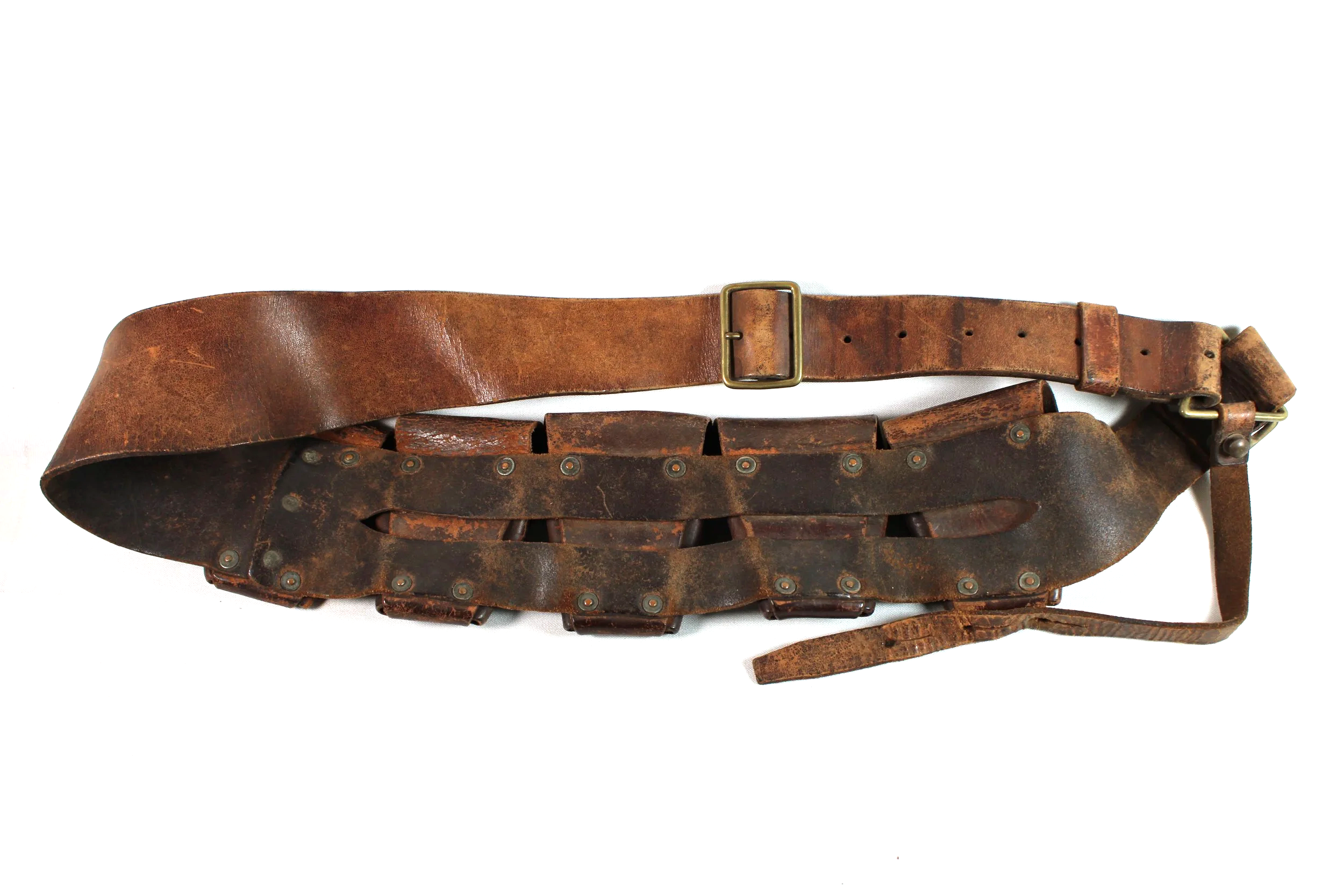 WW1 1903 PATTERN BRITISH ARMY 303 Lee Enfield LEATHER AMMUNITION BANDOLIER 1915 Dated