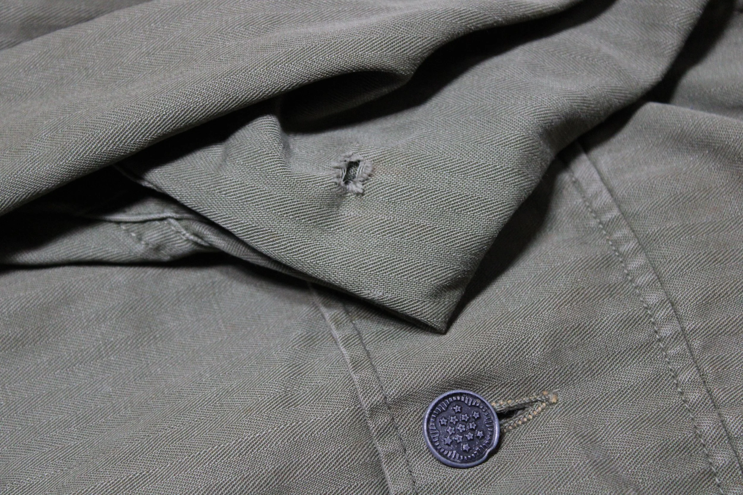 WWII US Army HBT Herringbone Twill 13 Star Button Jacket Shirt