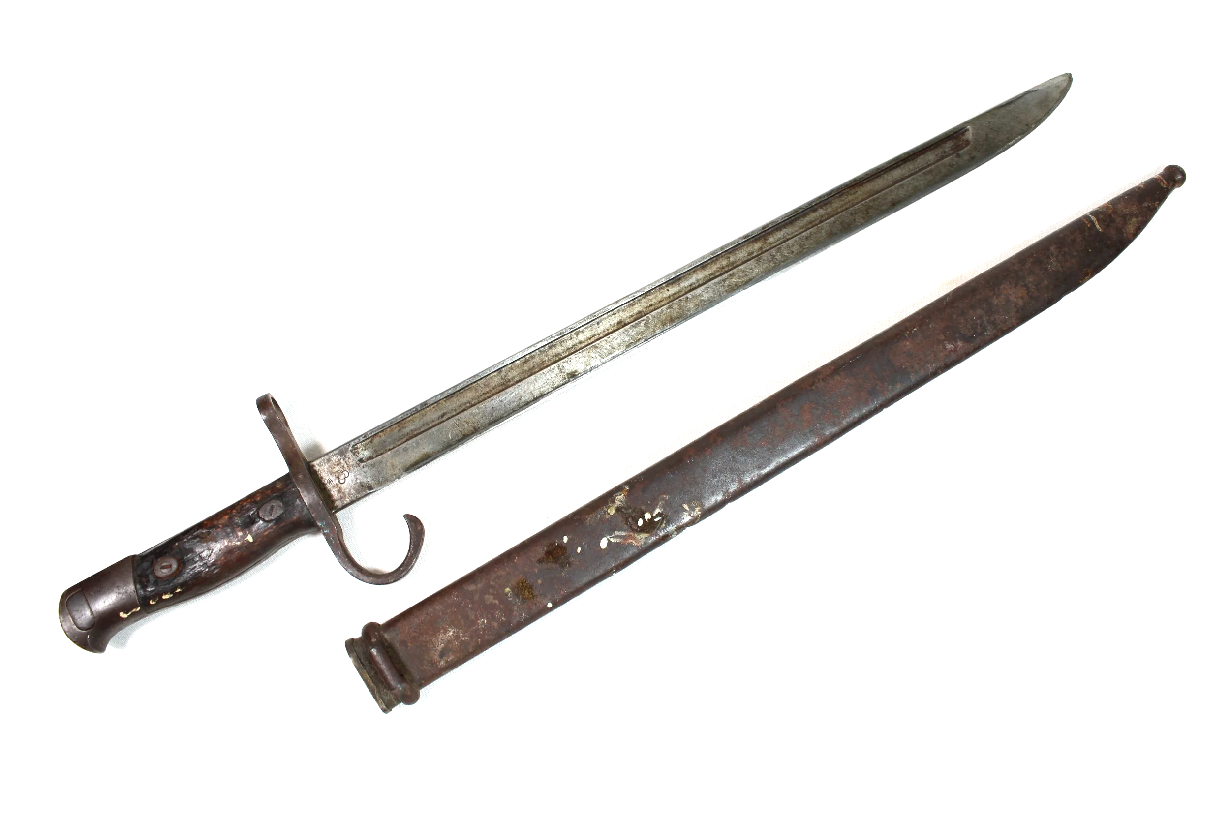 WWII Japanese Type 30 Arisaka Battle Damaged Bayonet W/Scabbard "Kokura Arsenal"