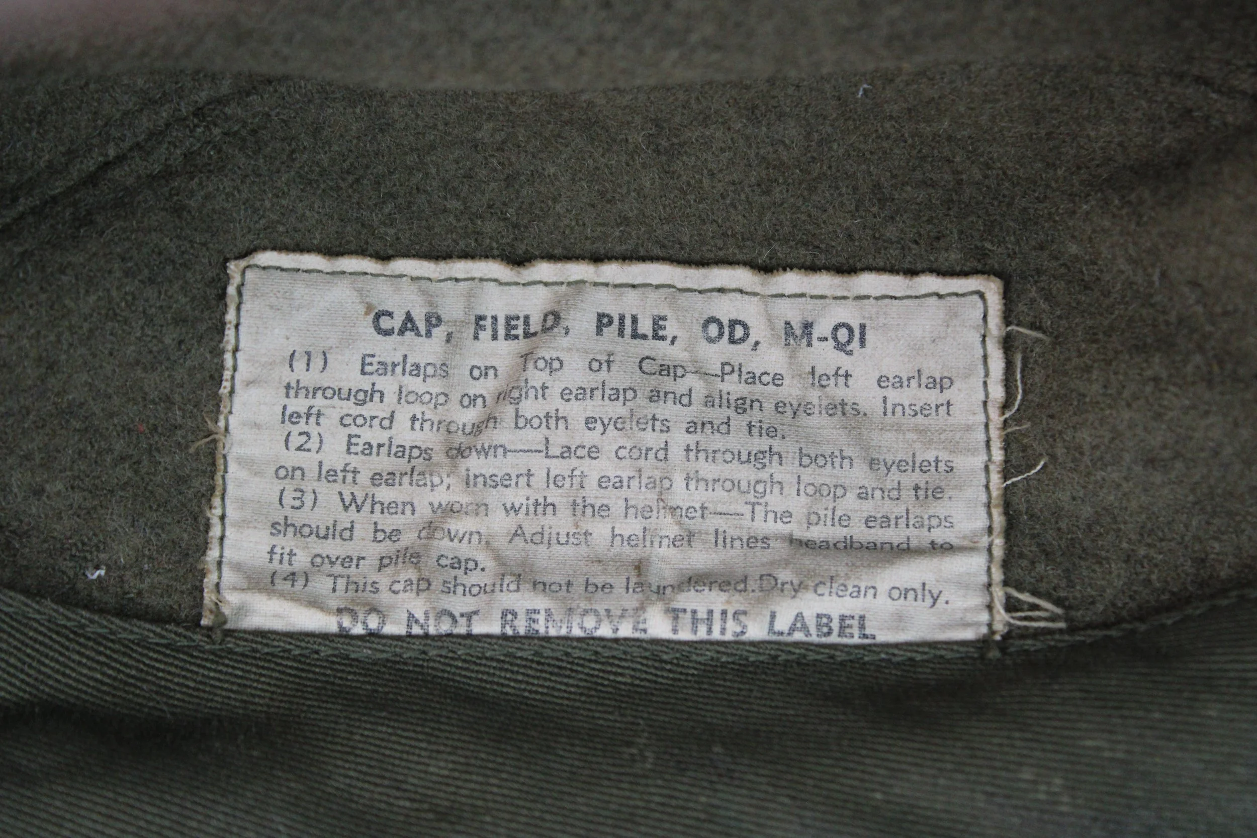 Korean War M51 M-1951 Pile Cold Weather Cap Size 7 1/4