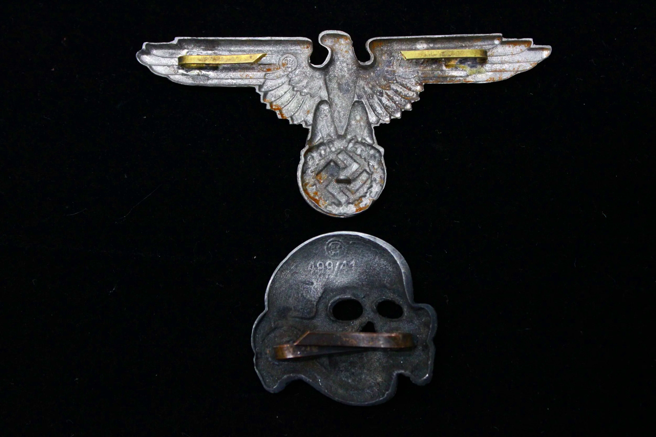 Reproduction WW2 German Waffen SS "Totenkopf" Visor Cap Skull & Eagle Set RZM 475/42,499/41 "Zimmermann"