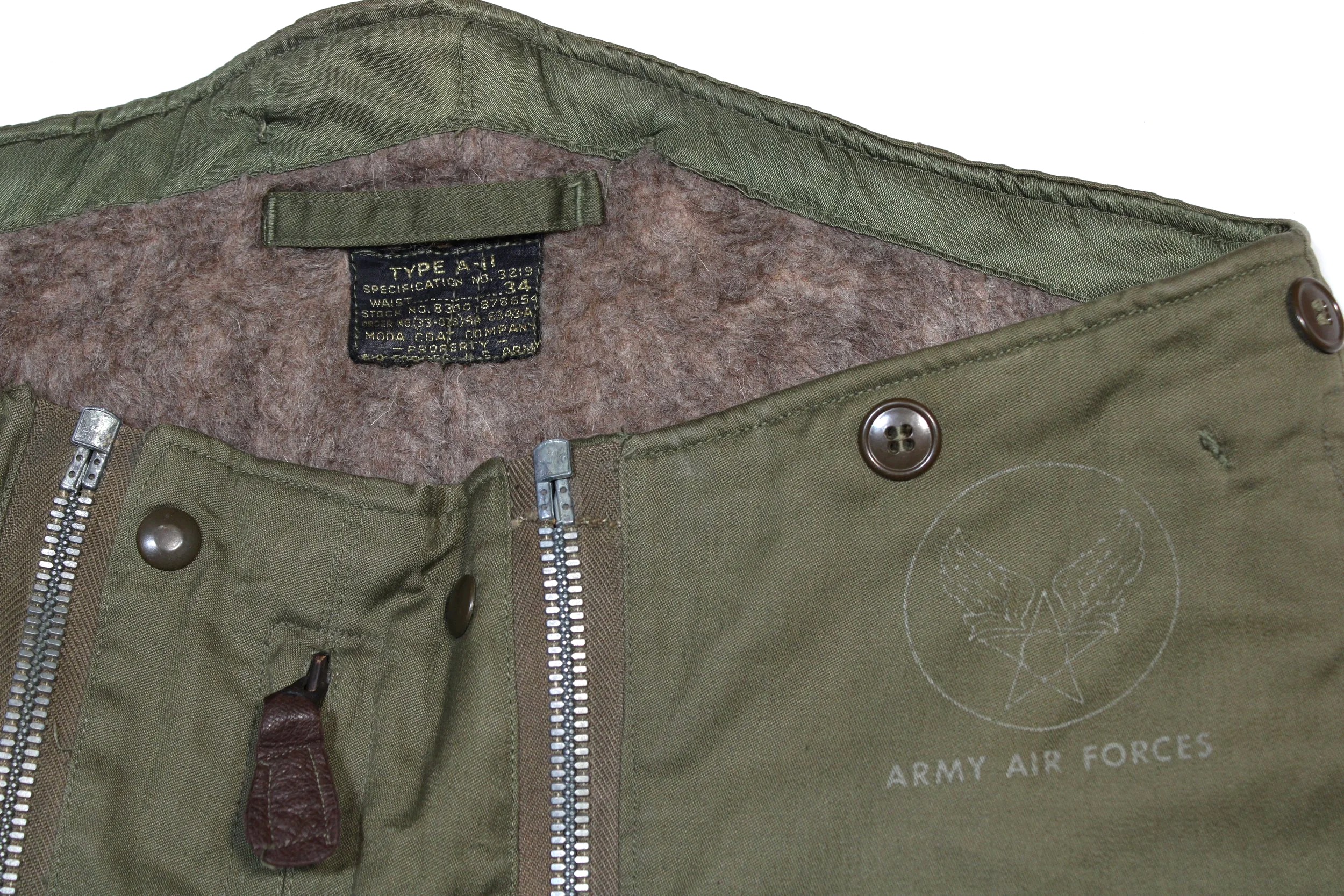 US WWII Army Air Force Type A-11 Flight Pants Size 34