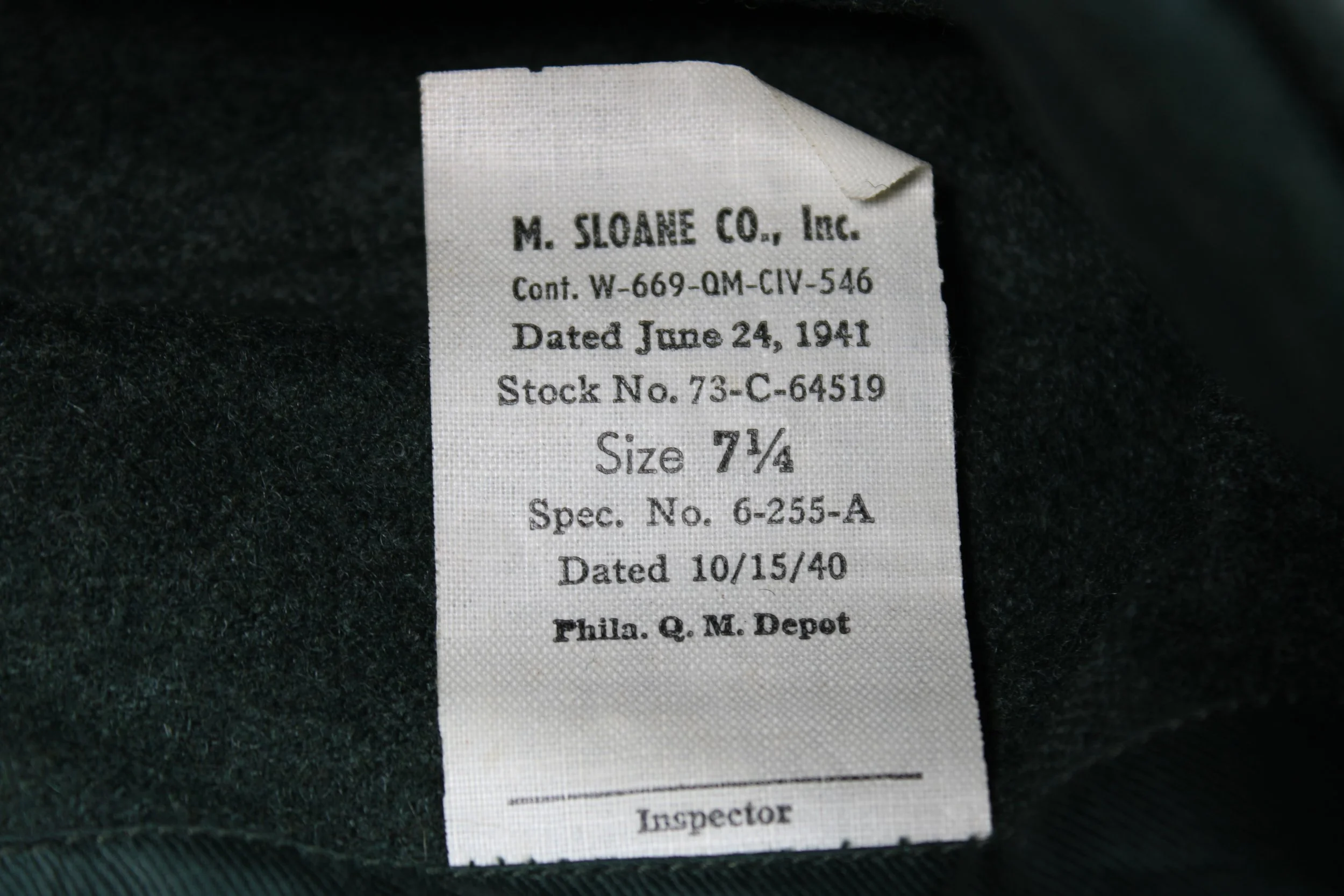 US Military Workforce Cap 1941 Size 7 1/4 XL NOS