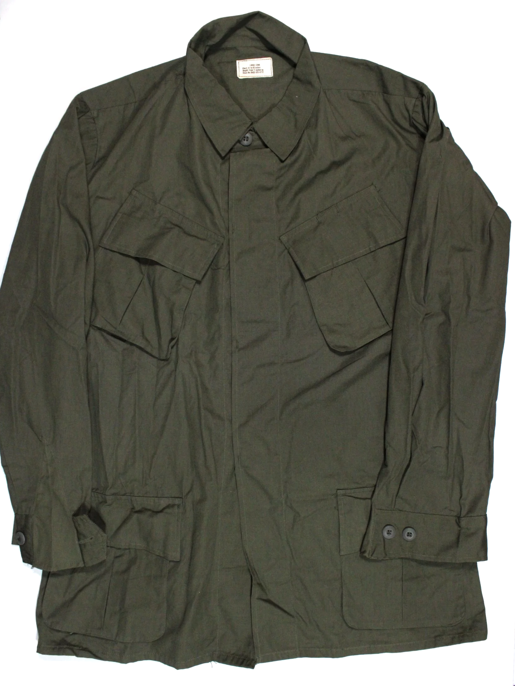 RipStop Jungle Fatigue Jacket Vietnam War Large Long 1968 New Old Stock