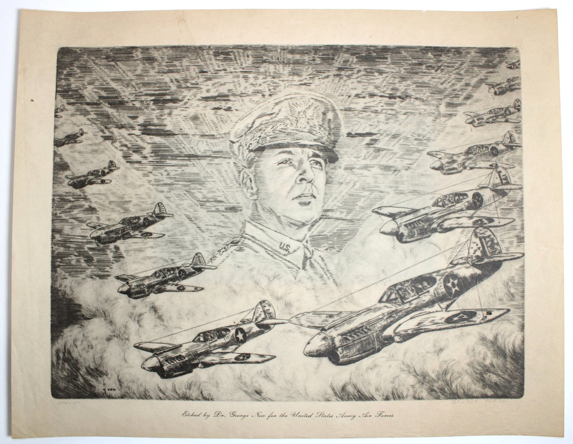 Rare Vintage Print Claire Lee Chennault Flying Figers Poster