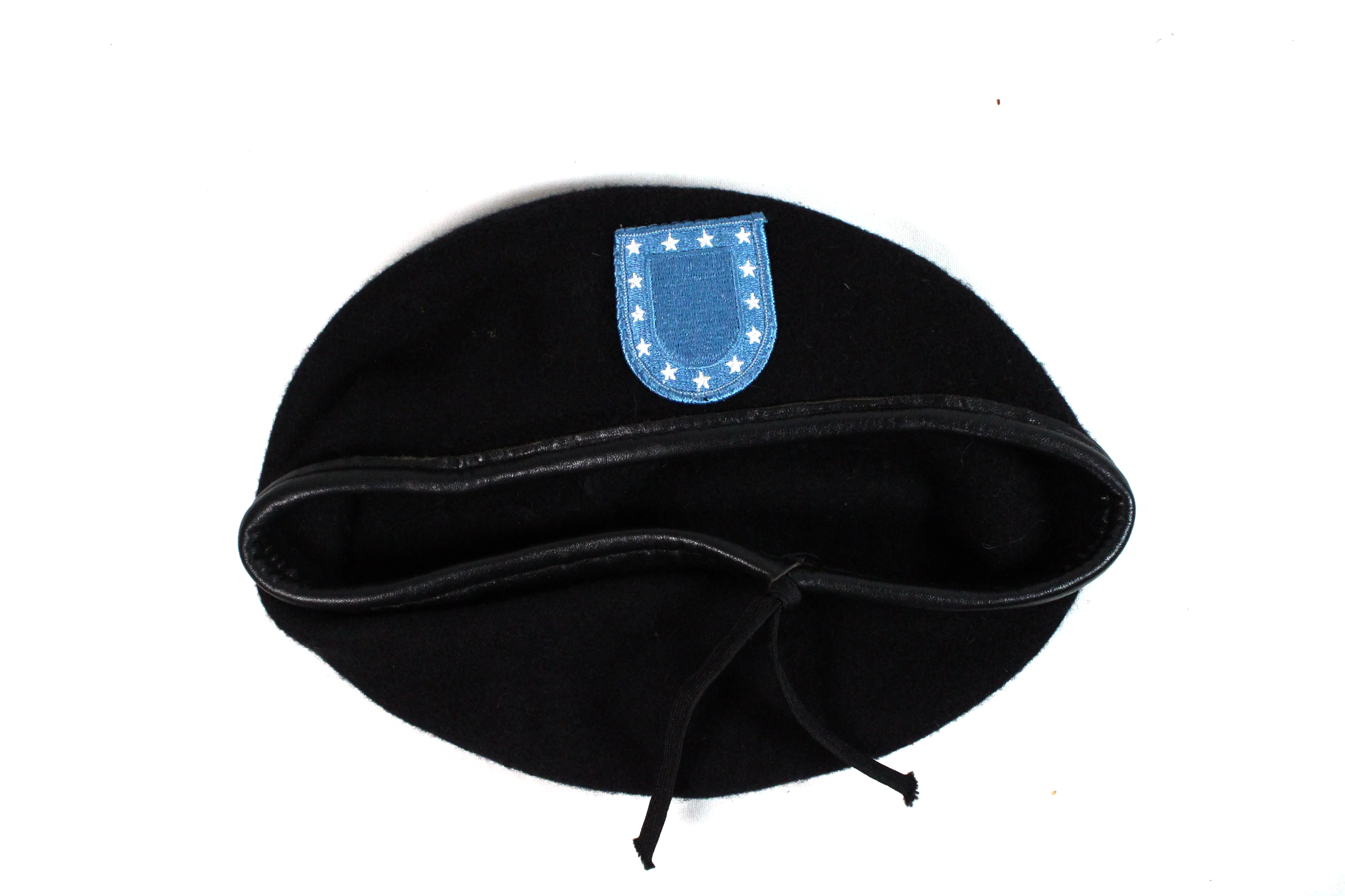 DSCP Garrison US Army Black Beret Blue Armyt Flash 7 1/8