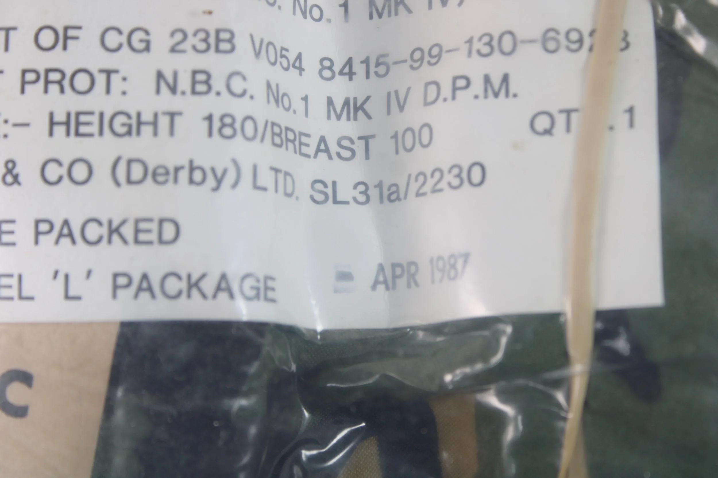 (Mint) Sealed 1987 British DPM MKIV Protective N.B.C. Smock