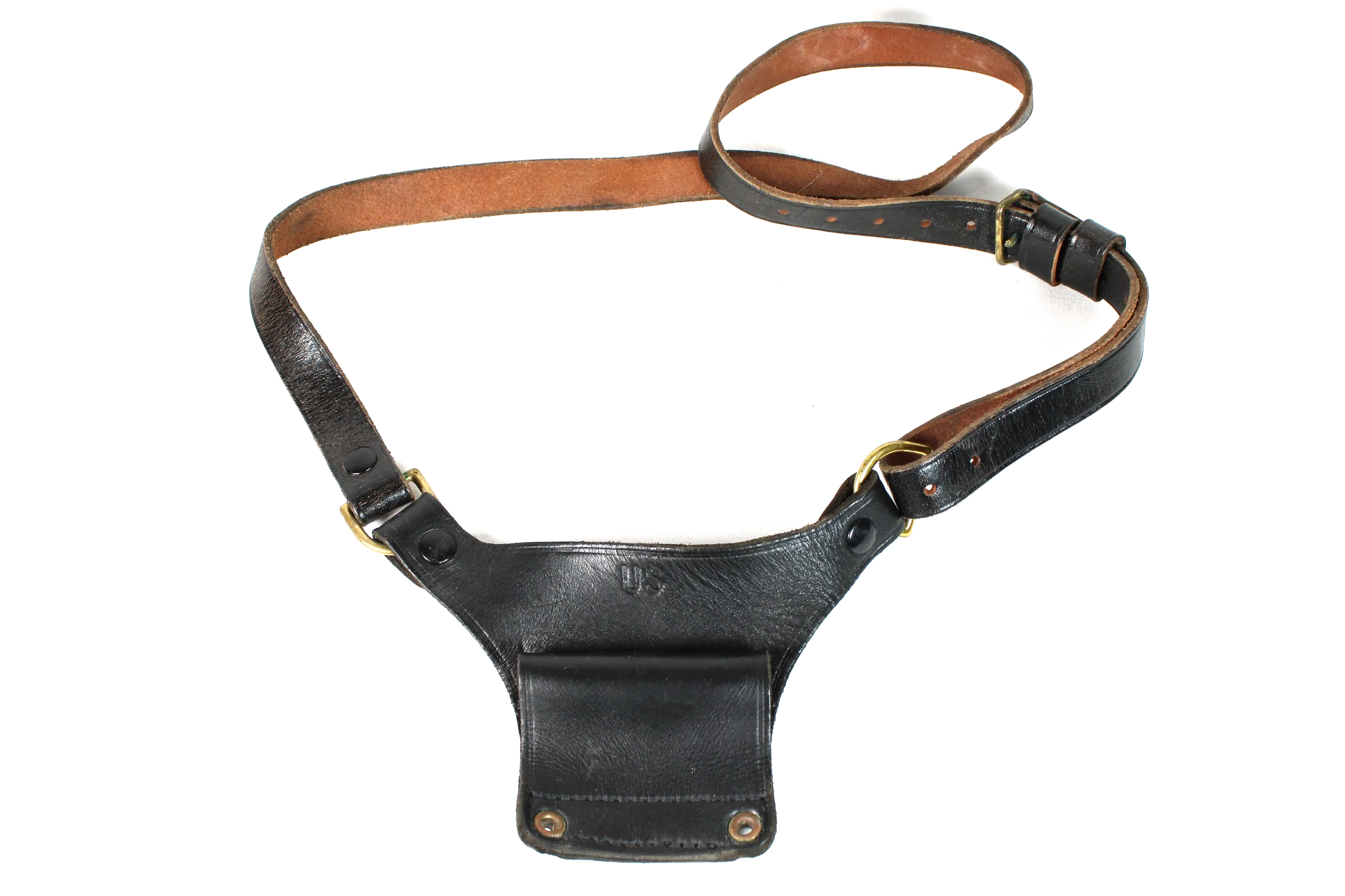 U.S. Military Police (MP) Black Leather Shoulder Cross Strap For 1911 , 1967 Dated