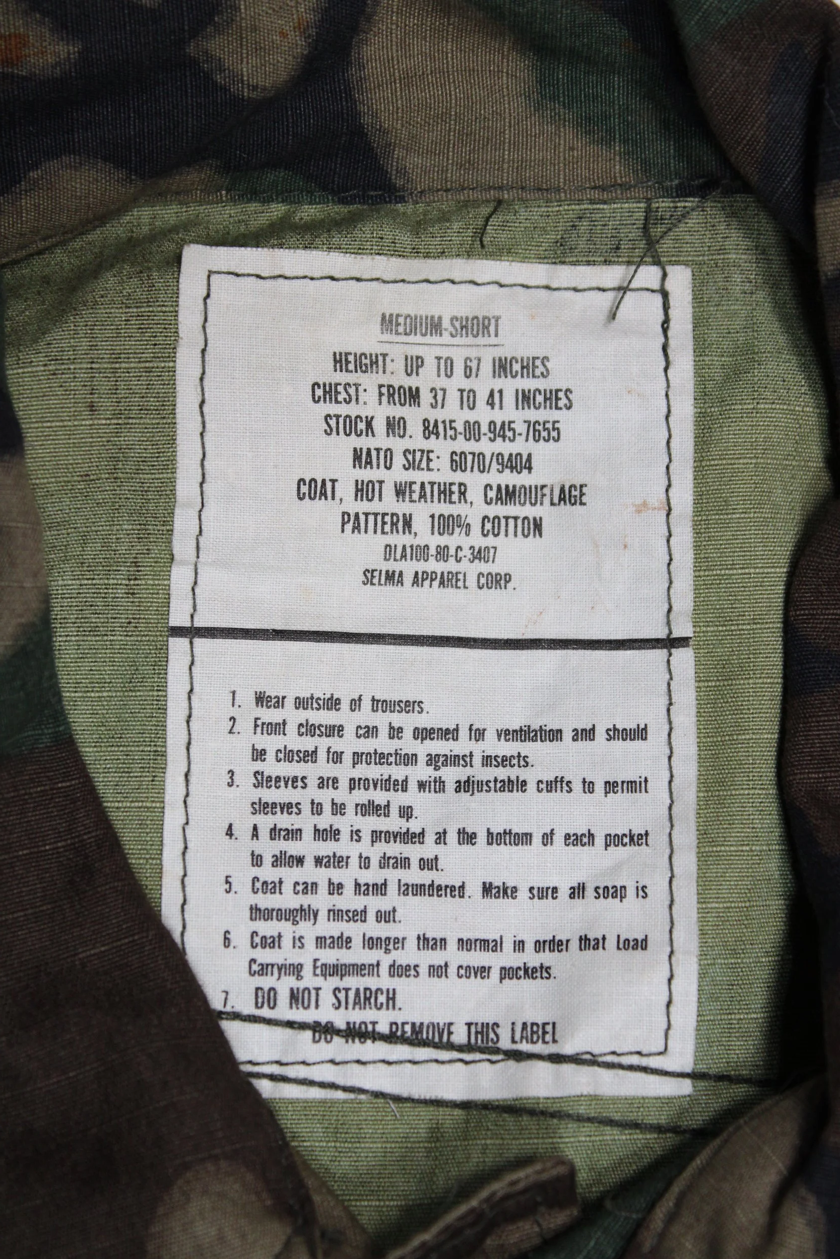 ERDL RipStop Jacket 1980 Medium