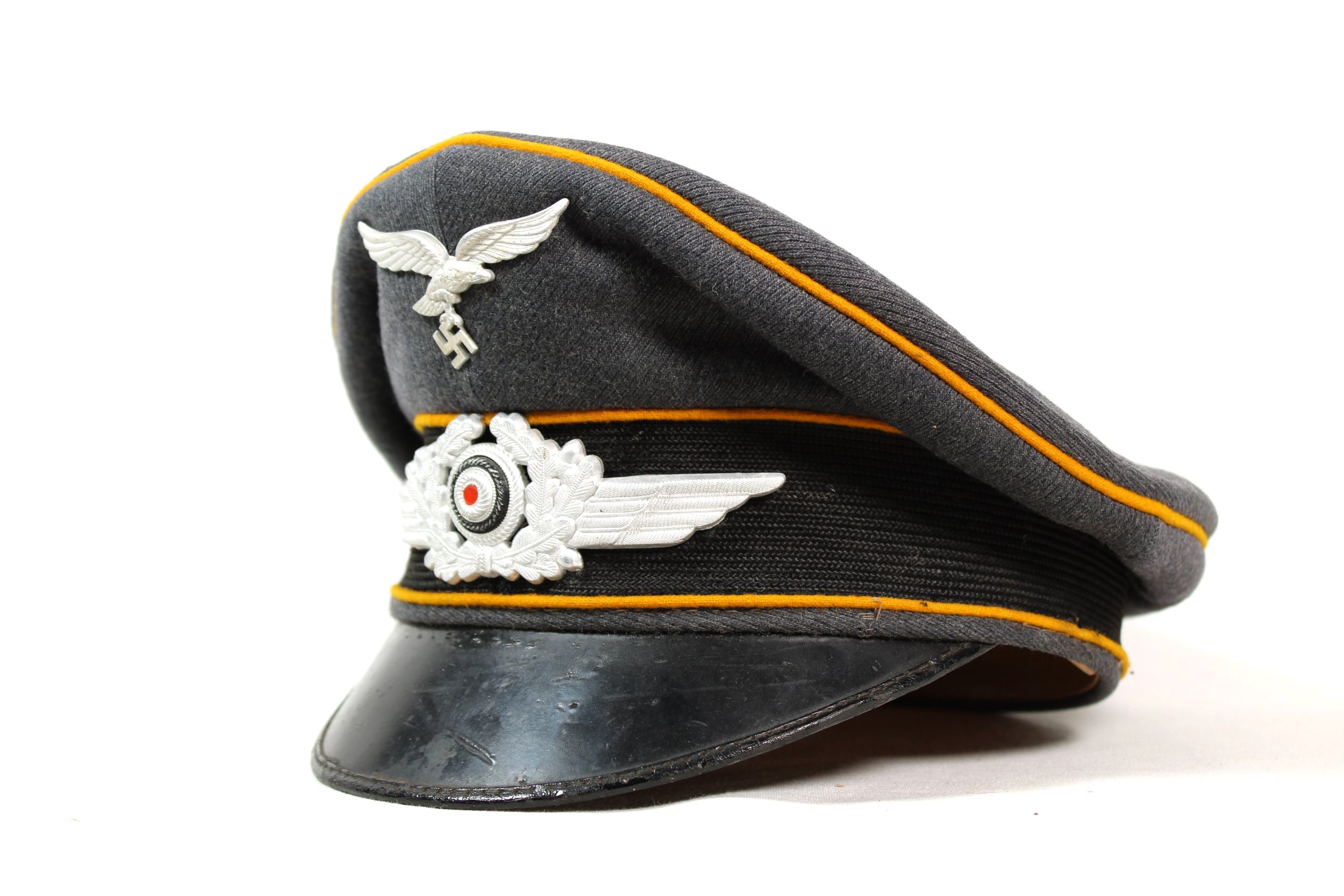 Original 1939 Luftwaffe Pilot / Fallschirmjäger Visor (Schirmmütze) Cap by Lago Berlin - size 56cm
