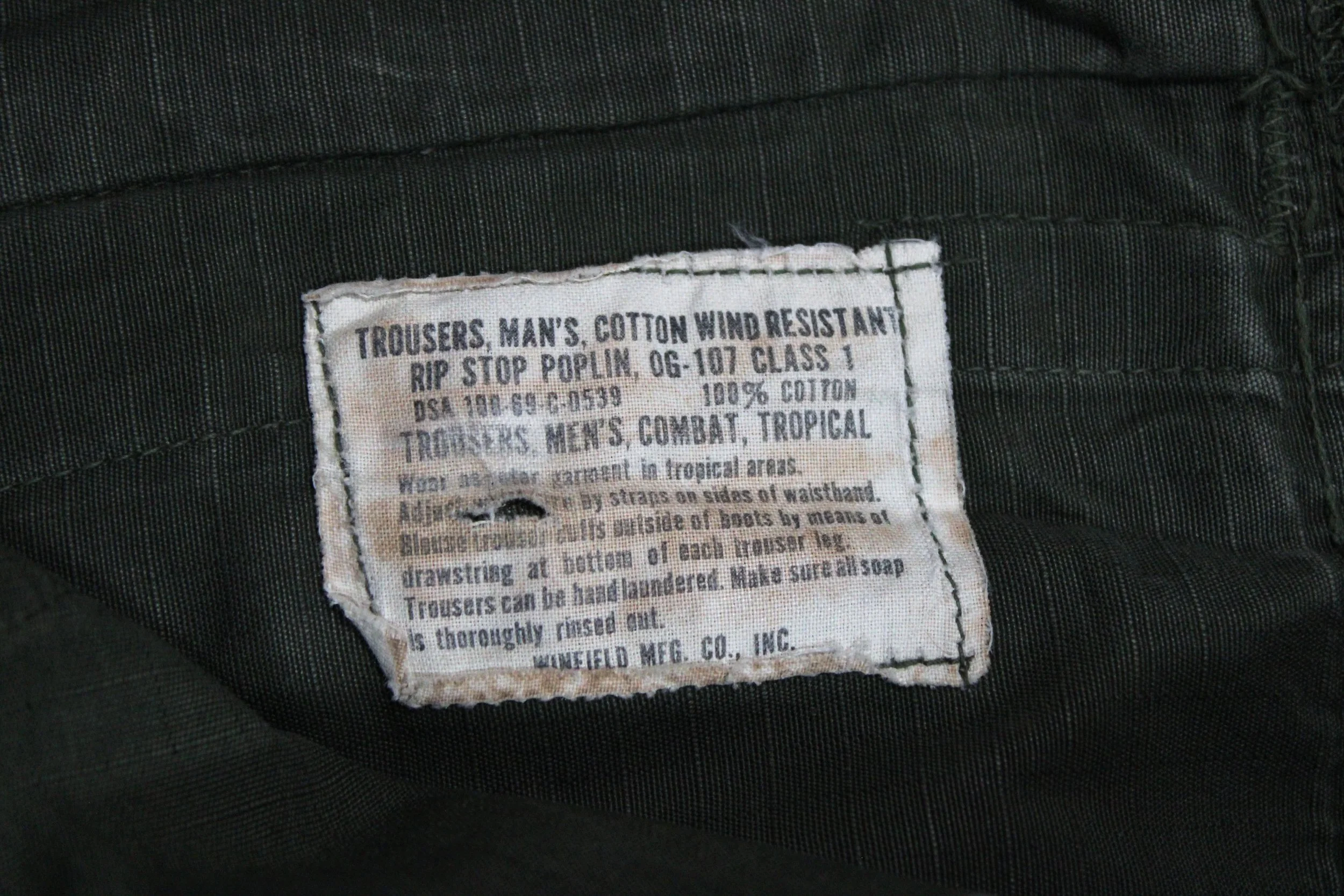 Vietnam War 1969 Medium Regular Combat Jungle Fatigue Trouser Pants