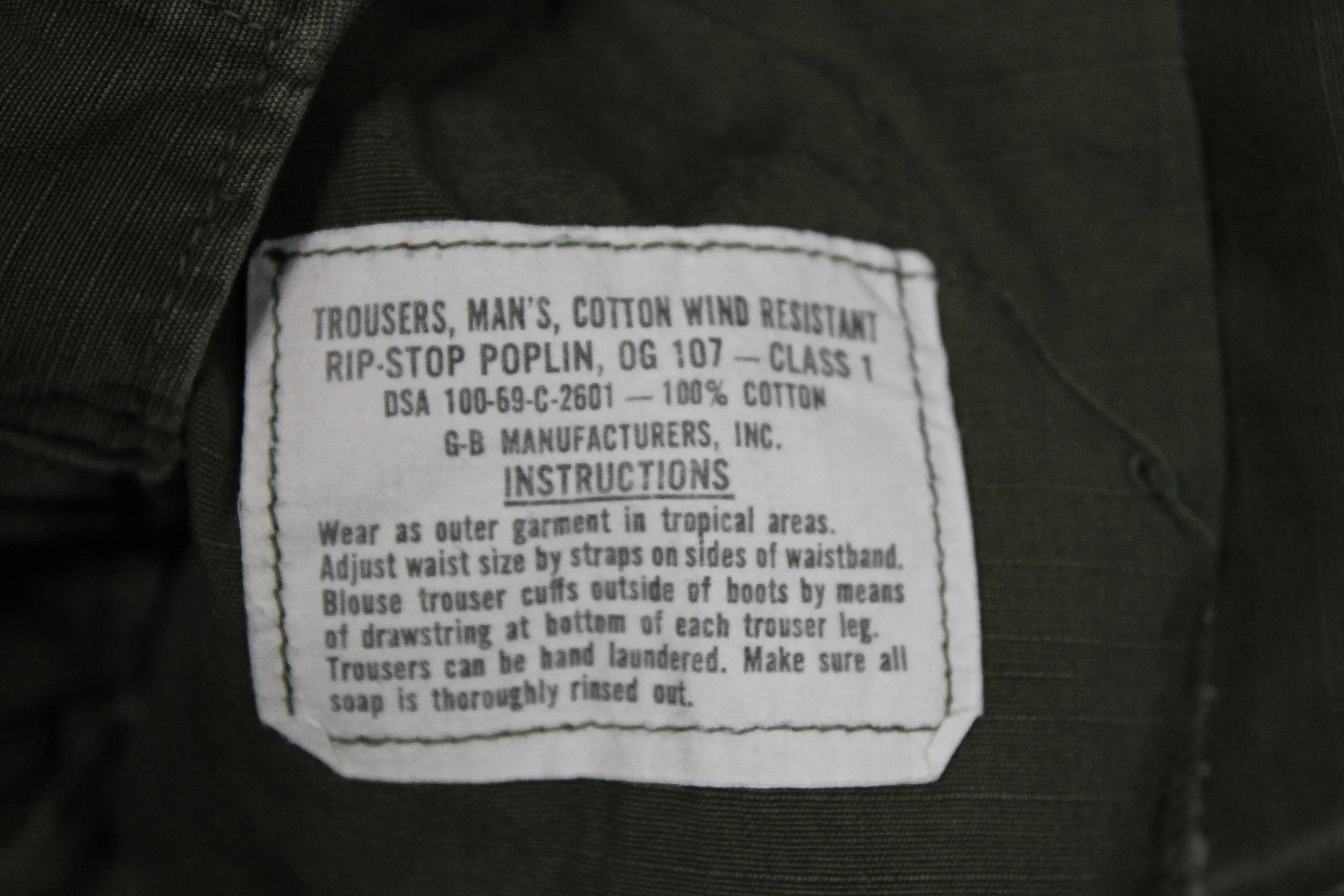 Vietnam War 1969 X-Large Regular Combat Jungle Fatigue Trouser Pants