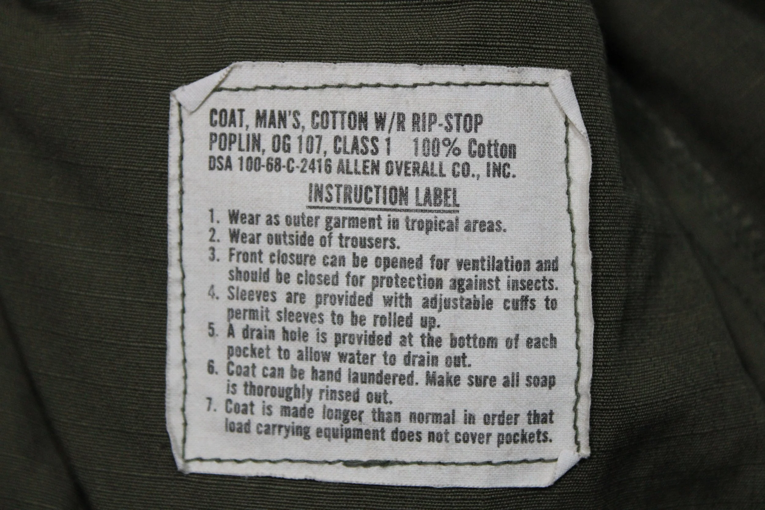 Vietnam War OG 107 RipStop Jungle Jacket MEDIUM 1968 Deadstock