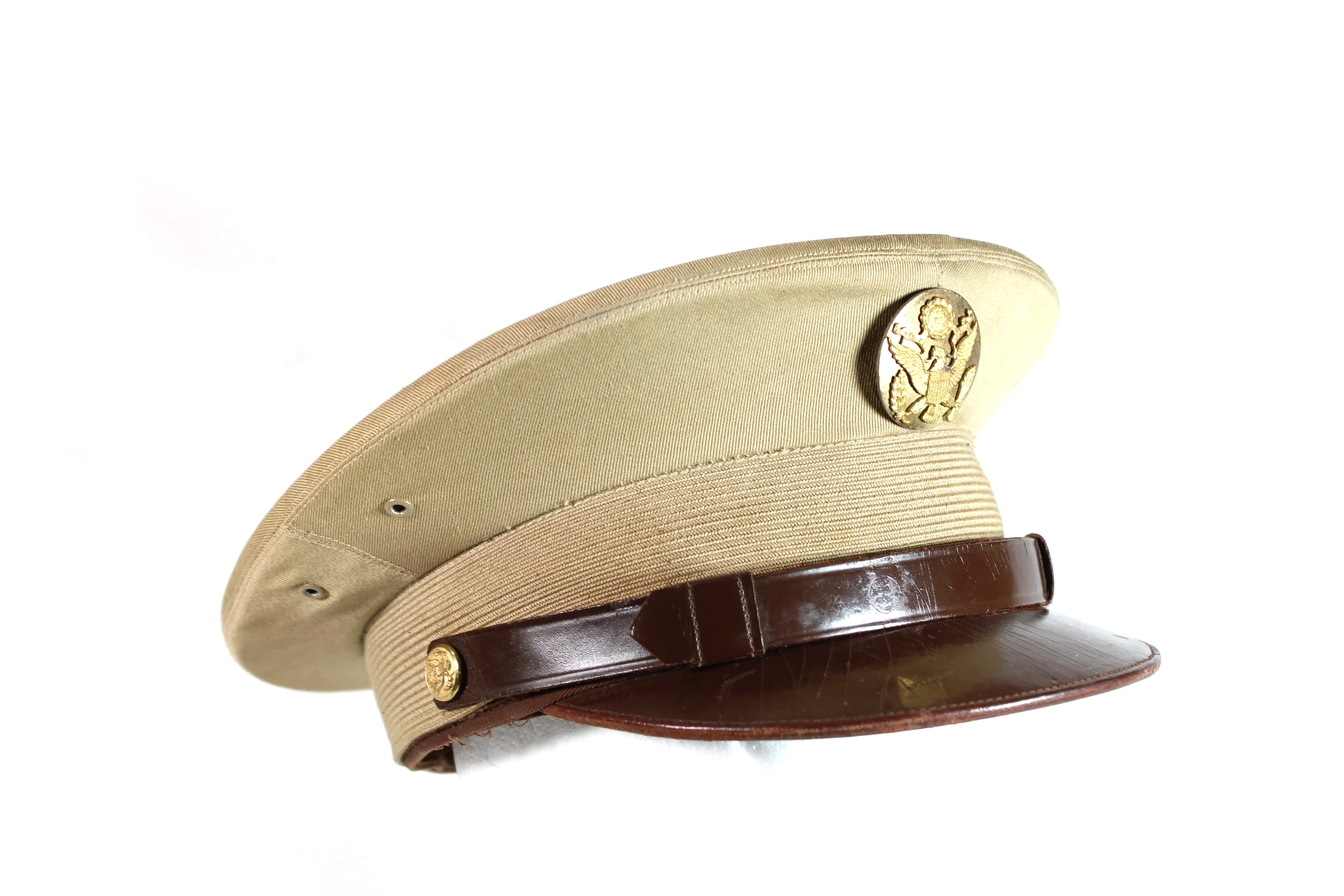 WWII US Enlisted Khaki Visor Cap Large