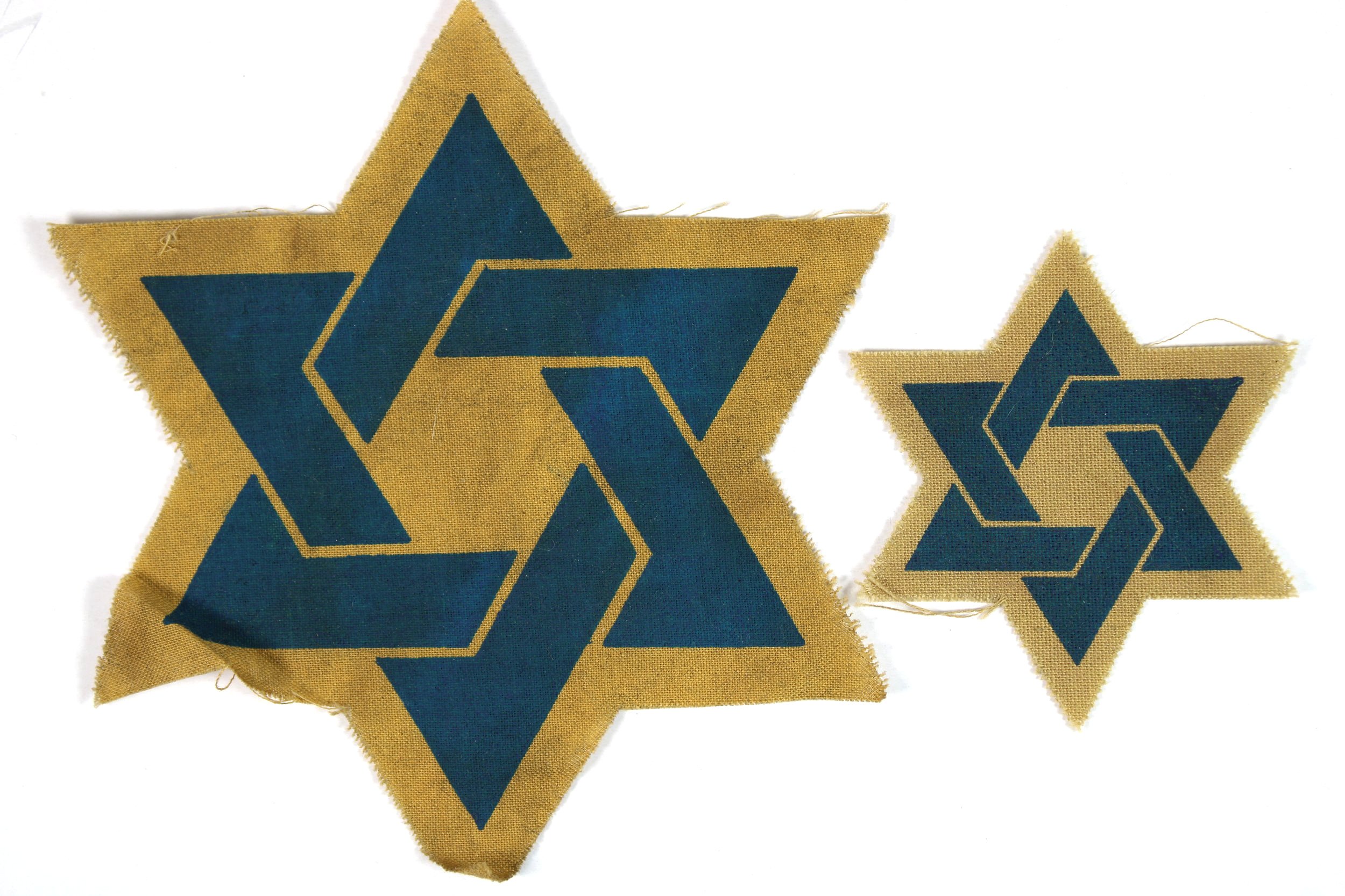 WWII Reproduction Nazi Polish Ghetto Jewish Blew on Yellow Regular and Small Size Star Patchs / Badges