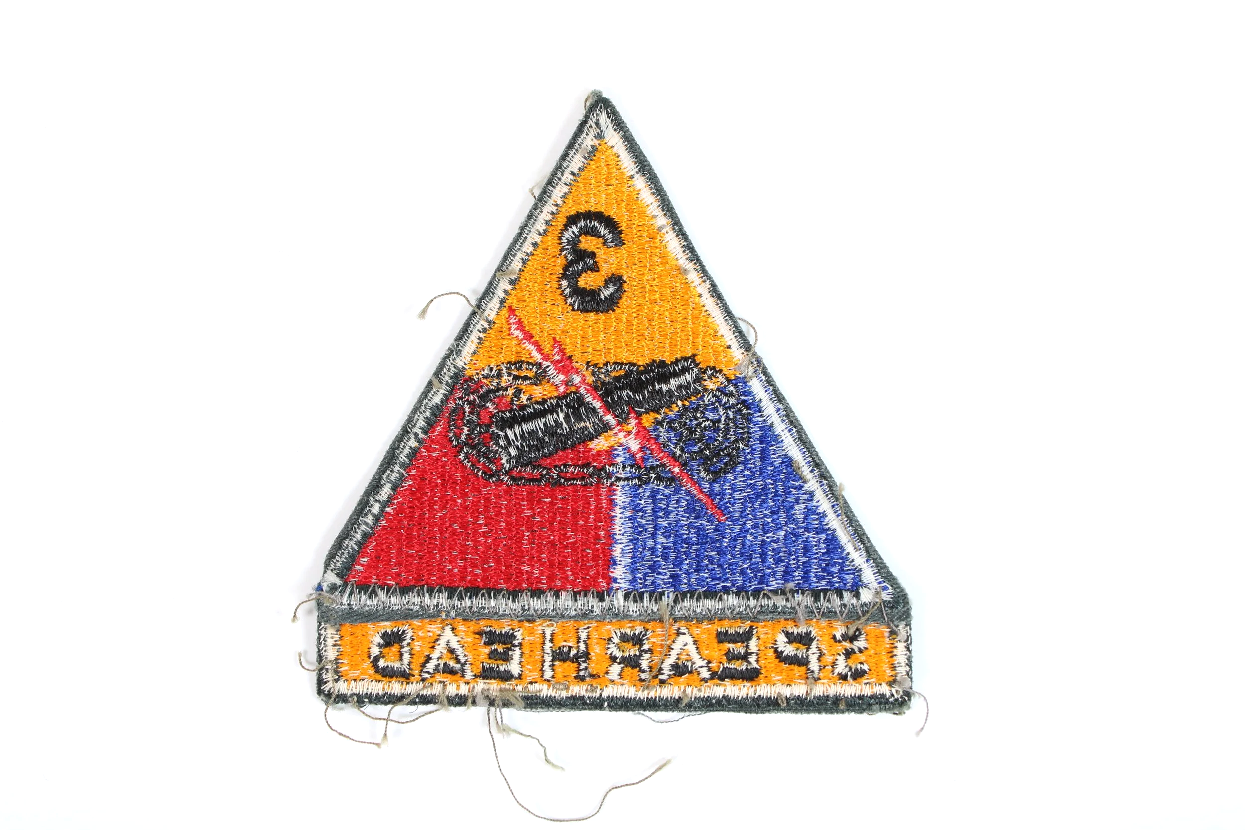 U.S. Army 3rd Armored Division "Spearhead" shoulder patch Uniform Removed rear