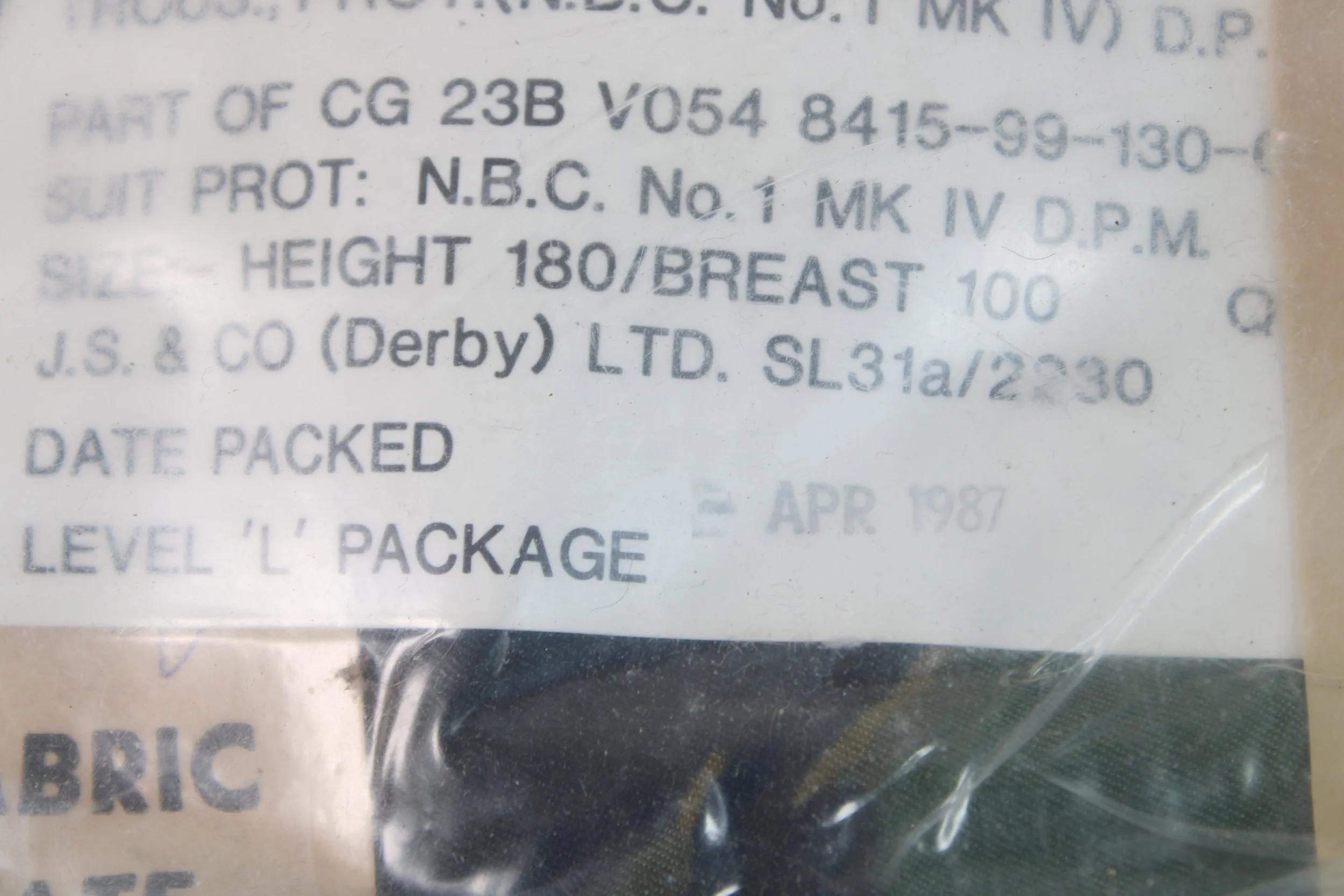 (Mint) Sealed 1987 British DPM MKIV Protective N.B.C. Trousers