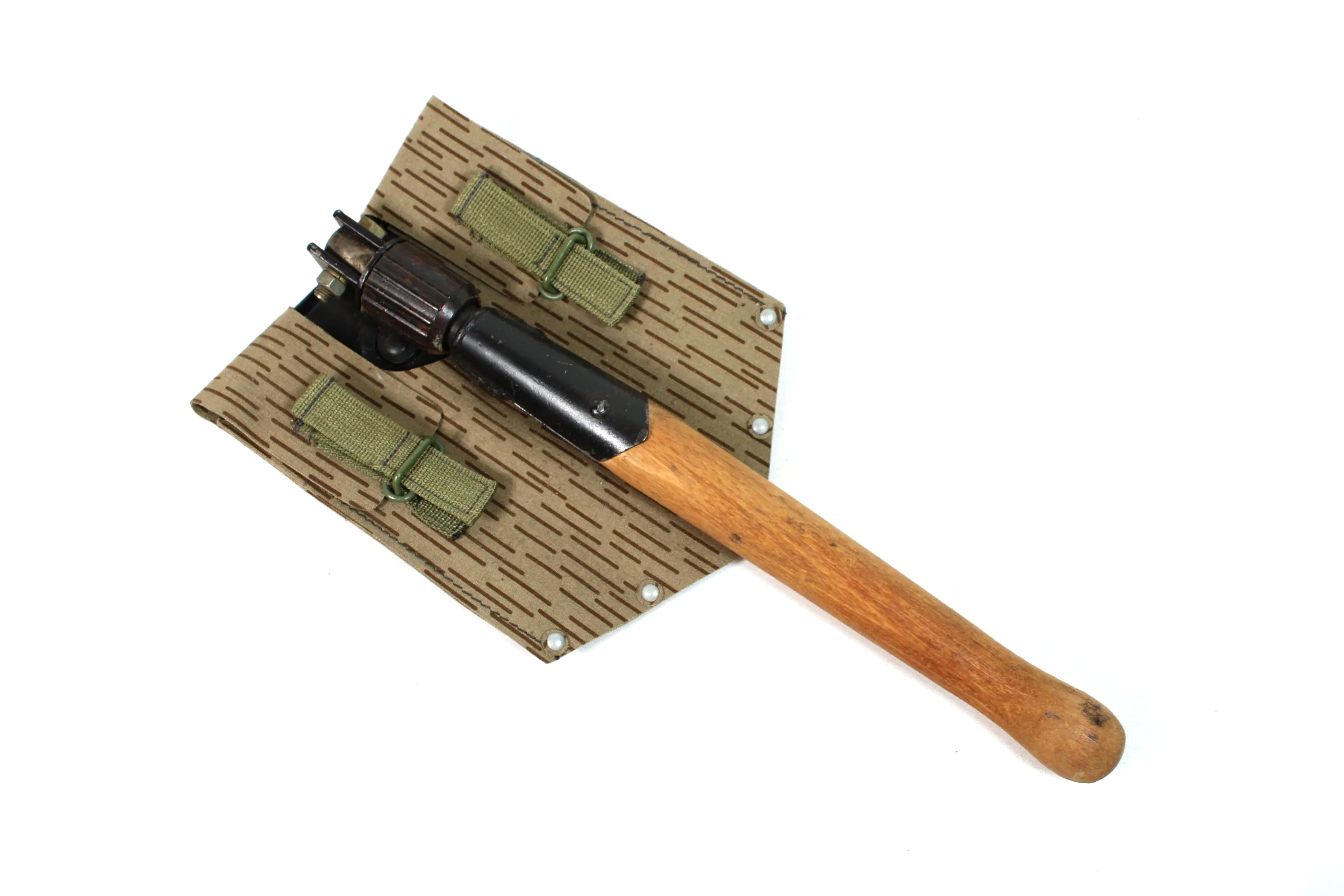 East German NVA Folding Entrenching Tool Shovel w/ Camouflage Cover, GDR