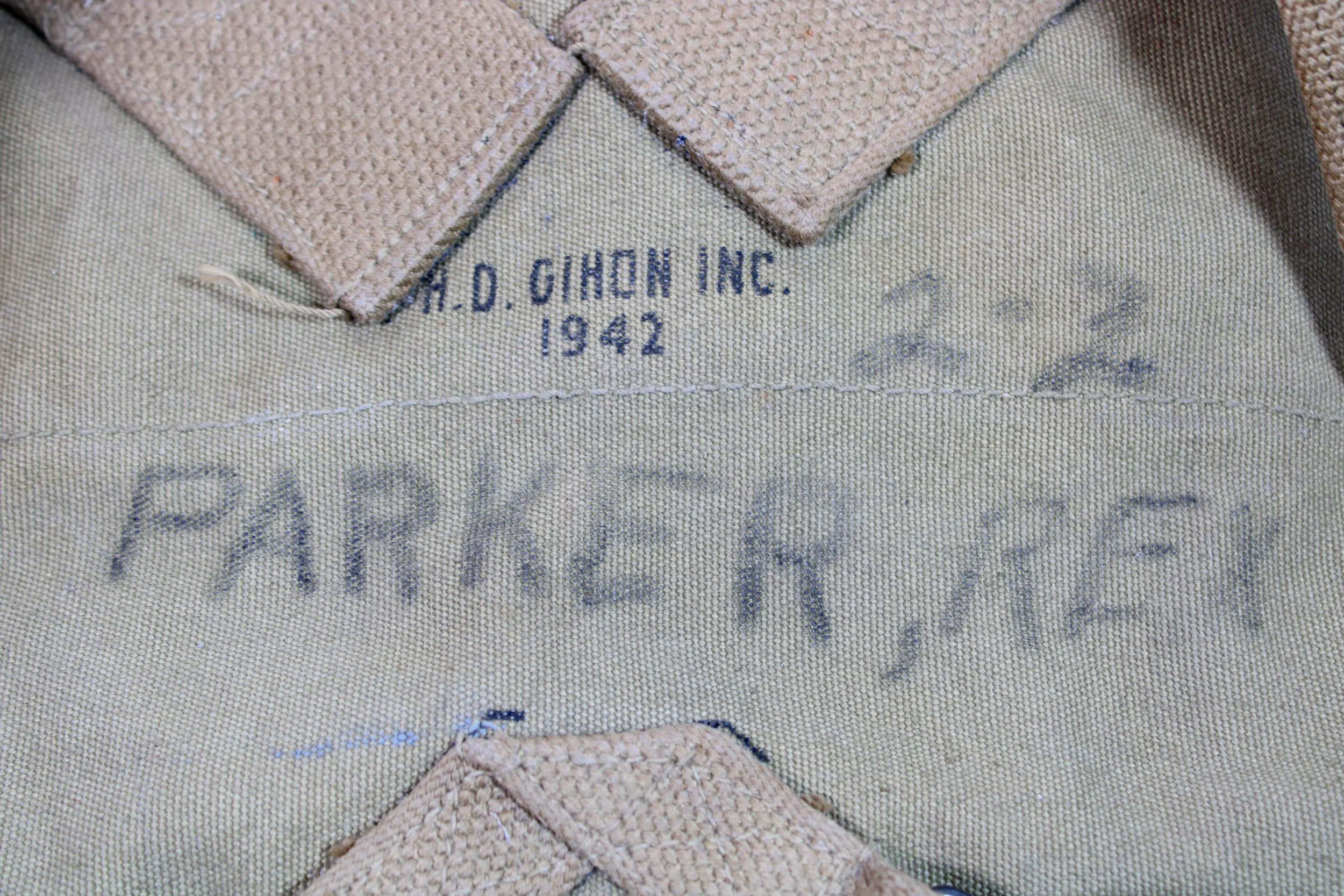 WWII US (Named) M1928 Haversack / Combat FIELD PACK Backpack 1942 dated