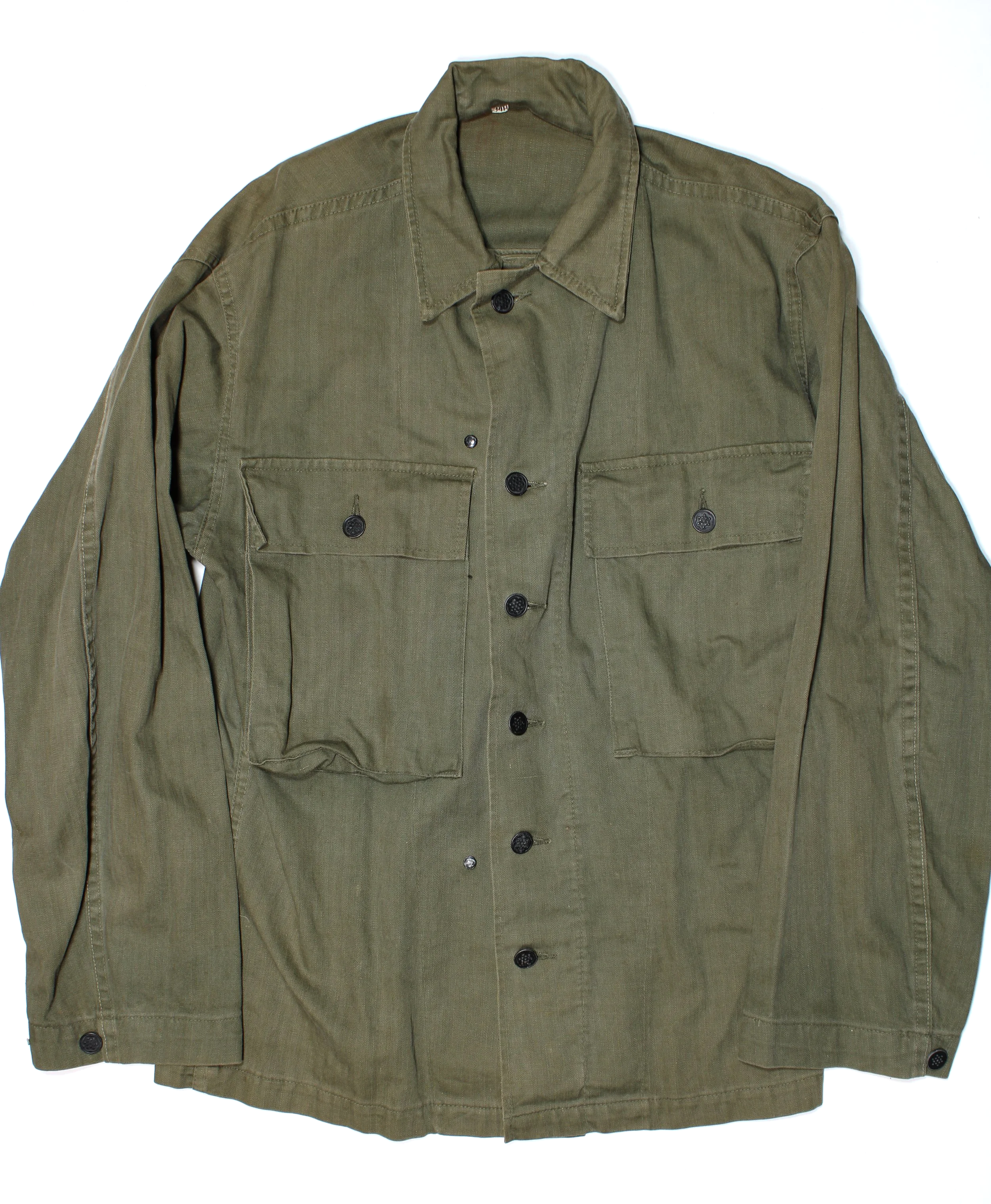 WWII US Army HBT Herringbone Twill 13 Star Button 38 R Jacket Shirt