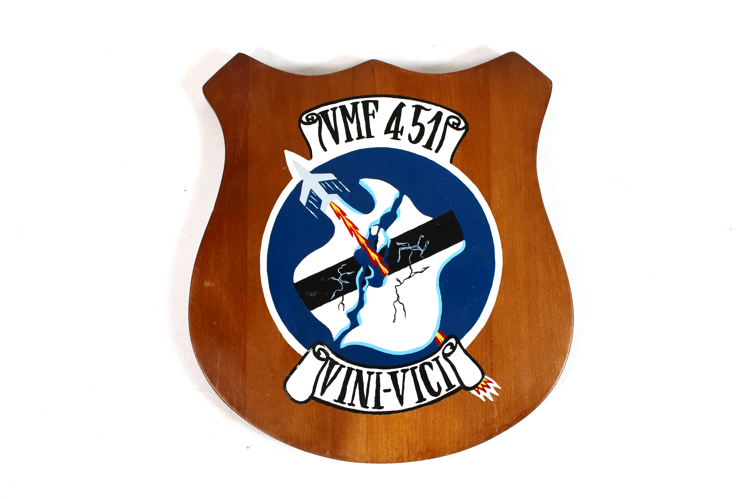 Marine Fighter Attack Squadron 451 "Vini Vici" (VMF-451) "Warlords" Plaque Hand Painted
