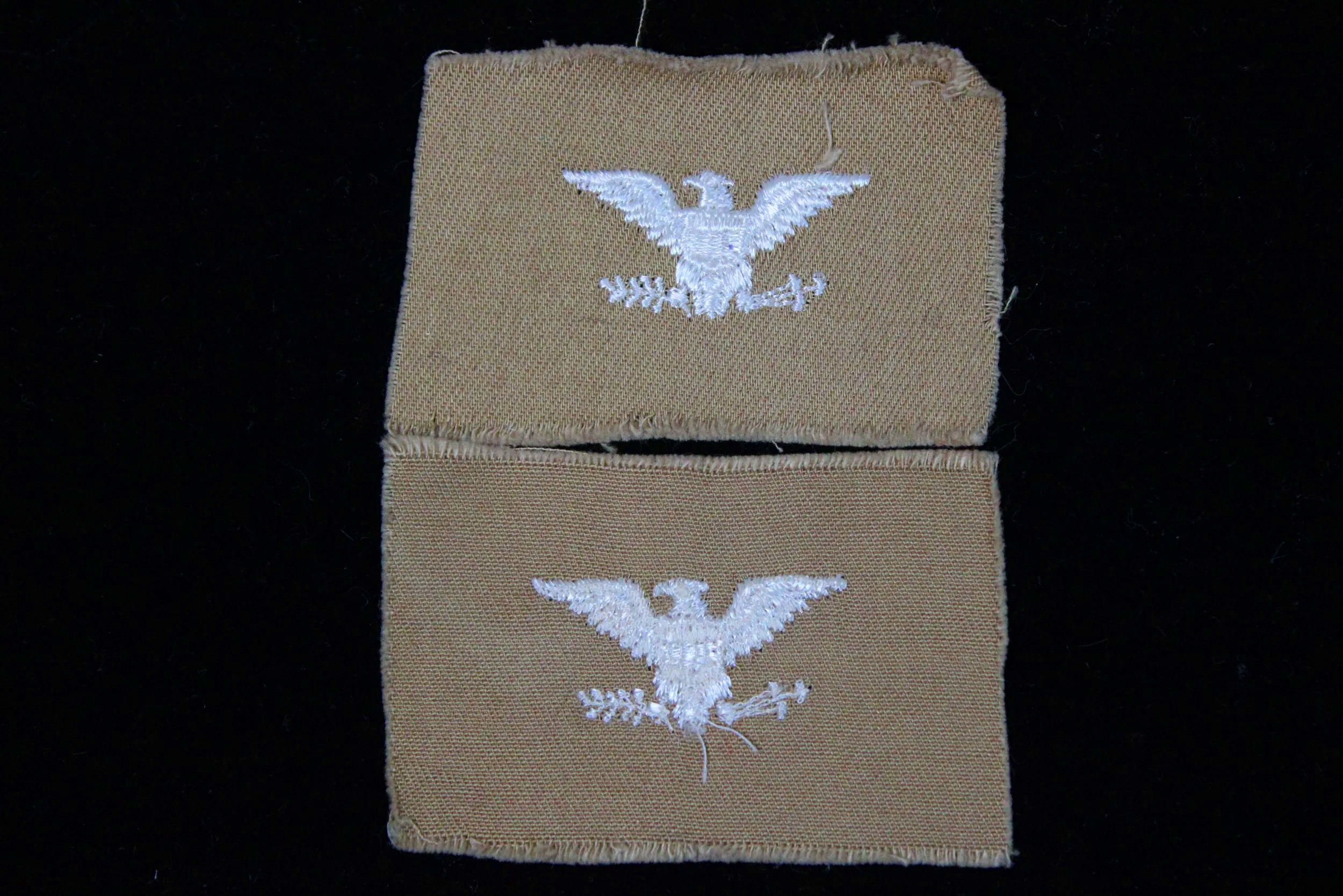 US Military Colonel Embroidered Collar Insignia set