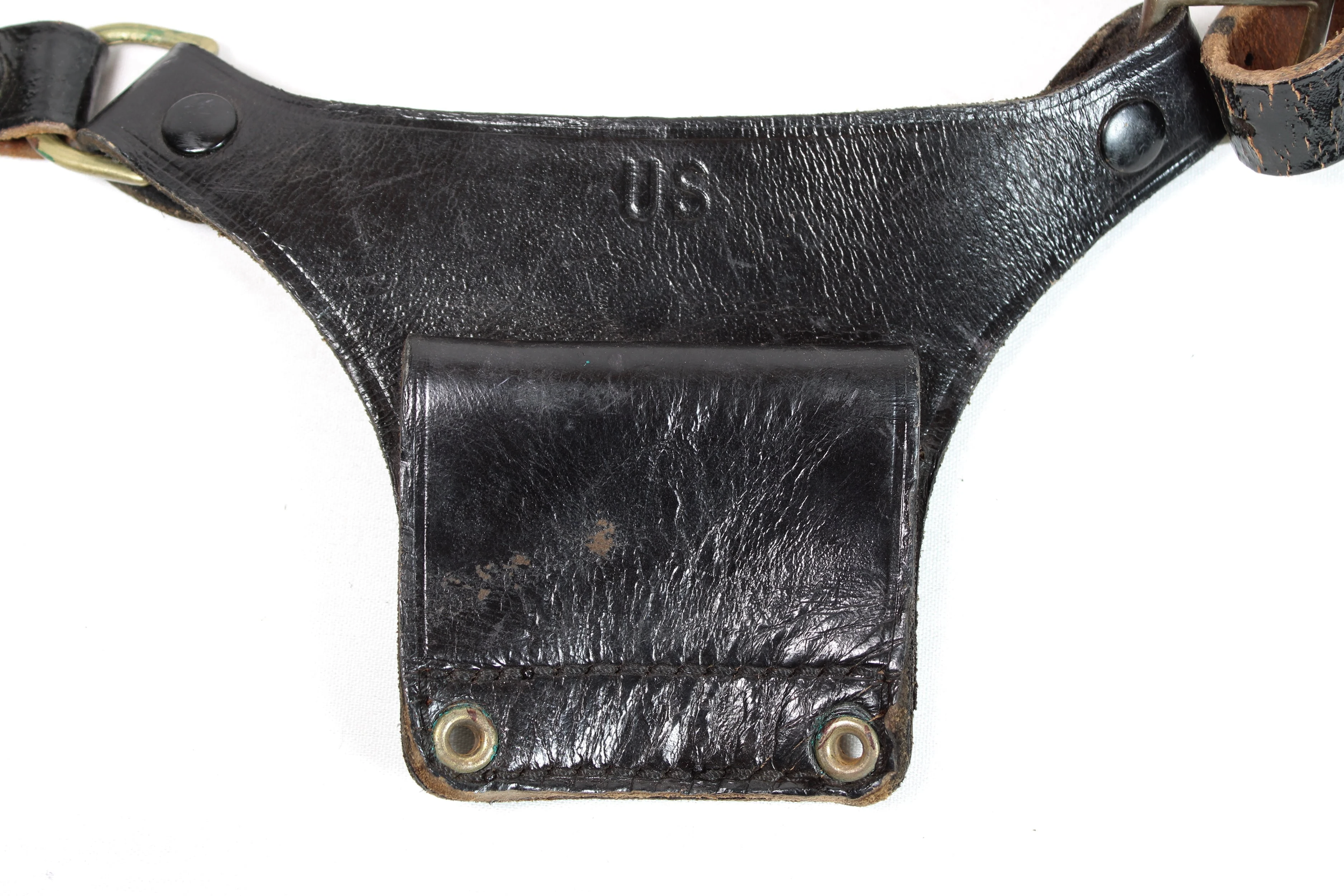 U.S. Military Police (MP) Black Leather Shoulder Cross Strap For 1911 , 1967 Dated