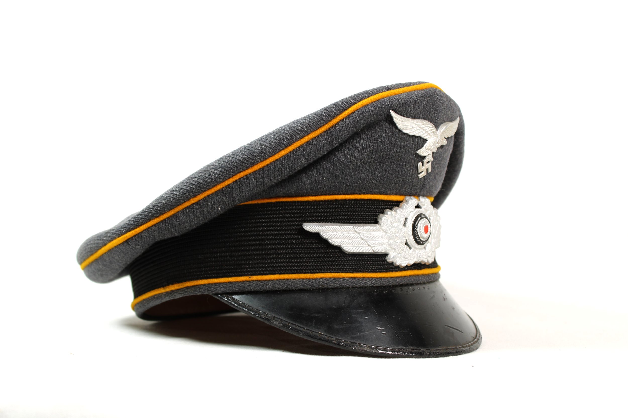 Original 1939 Luftwaffe Pilot / Fallschirmjäger Visor (Schirmmütze) Cap by Lago Berlin - size 56cm