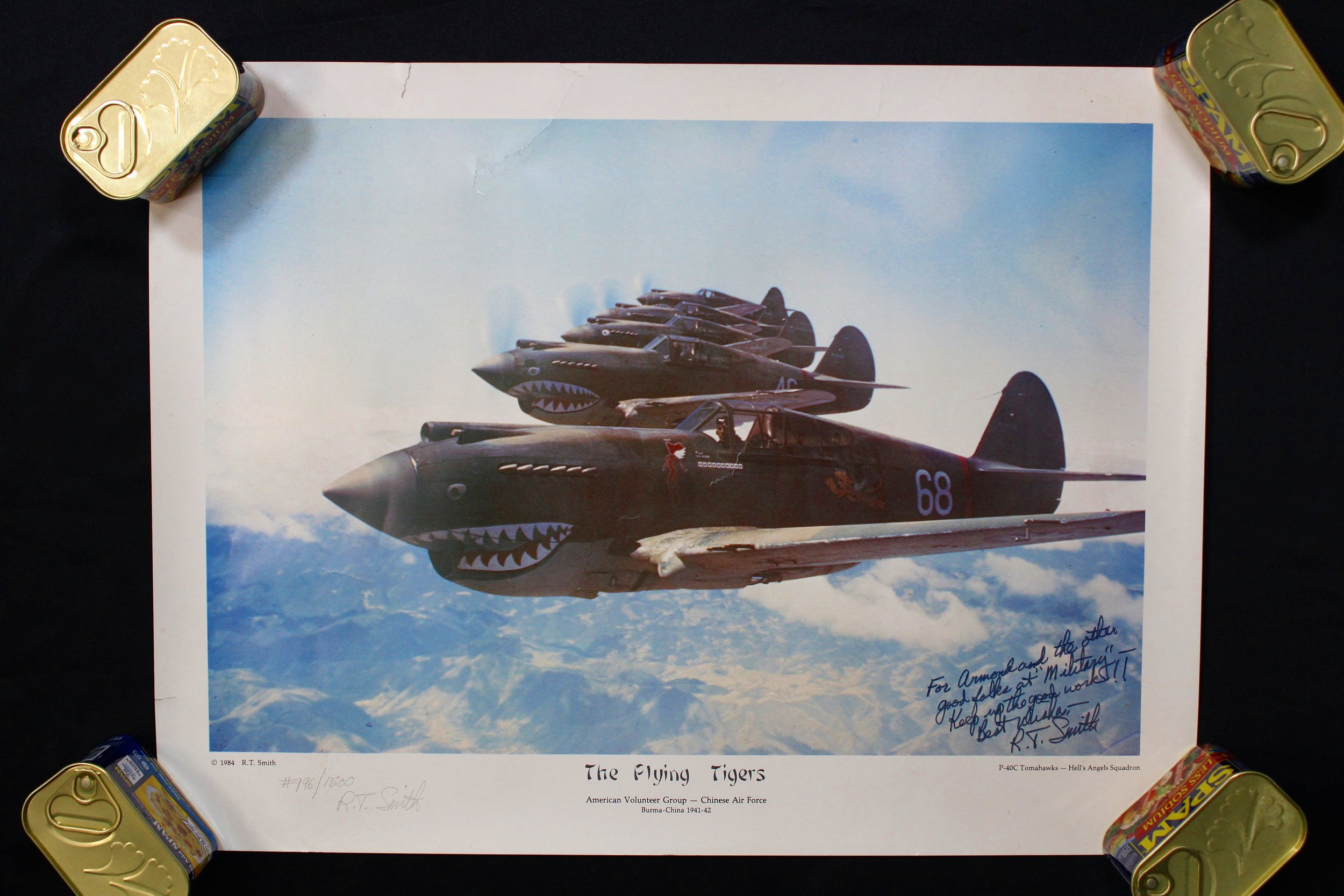 Large Flying Tigers R.T. Smith P-40 Fighter Ace Autographed Print