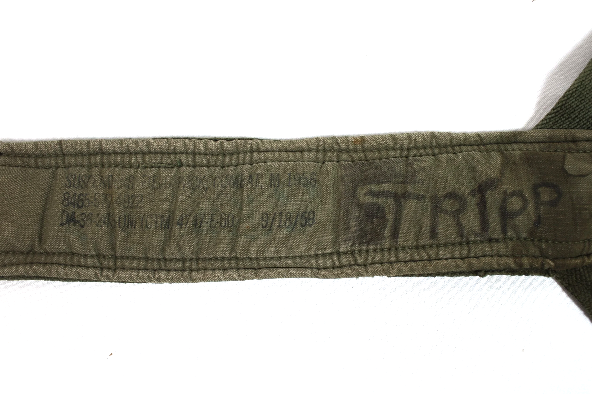 Vietnam War M56 Field Pack Suspenders Size R 1959 (Named)