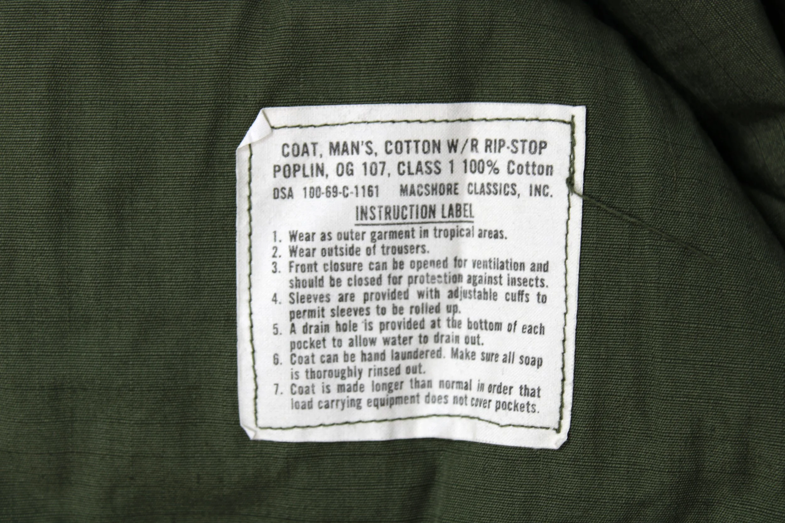 RipStop Jungle Fatigue Jacket Vietnam War Large Long 1968 NOS (New Old Stock)
