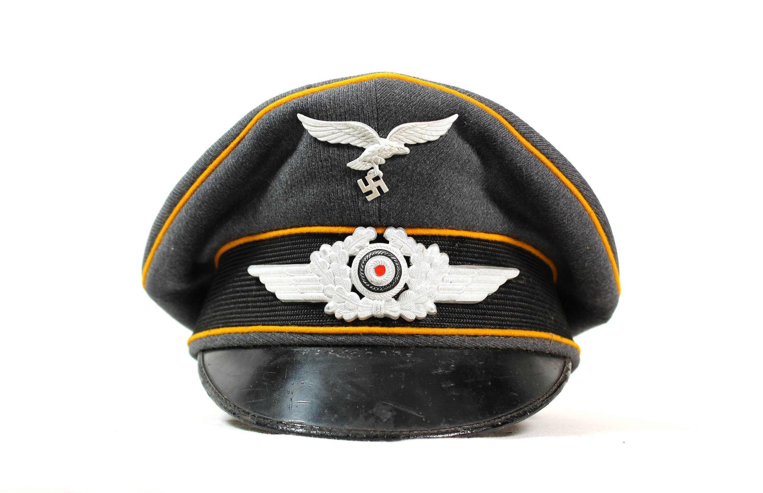 Original 1939 Luftwaffe Pilot / Fallschirmjäger Visor (Schirmmütze) Cap by Lago Berlin - size 56cm