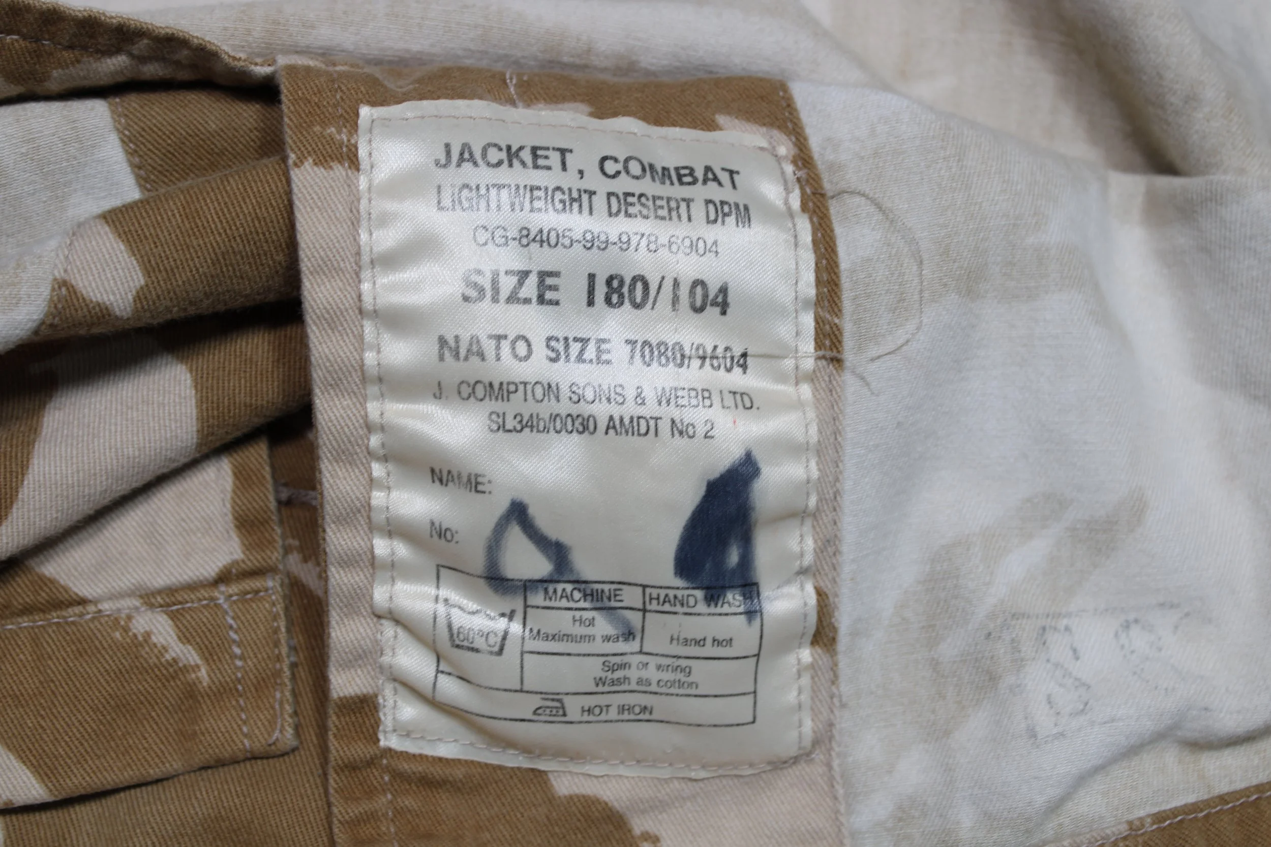 British Lightweight Desert Combat DPM Camouflage Jacket Large