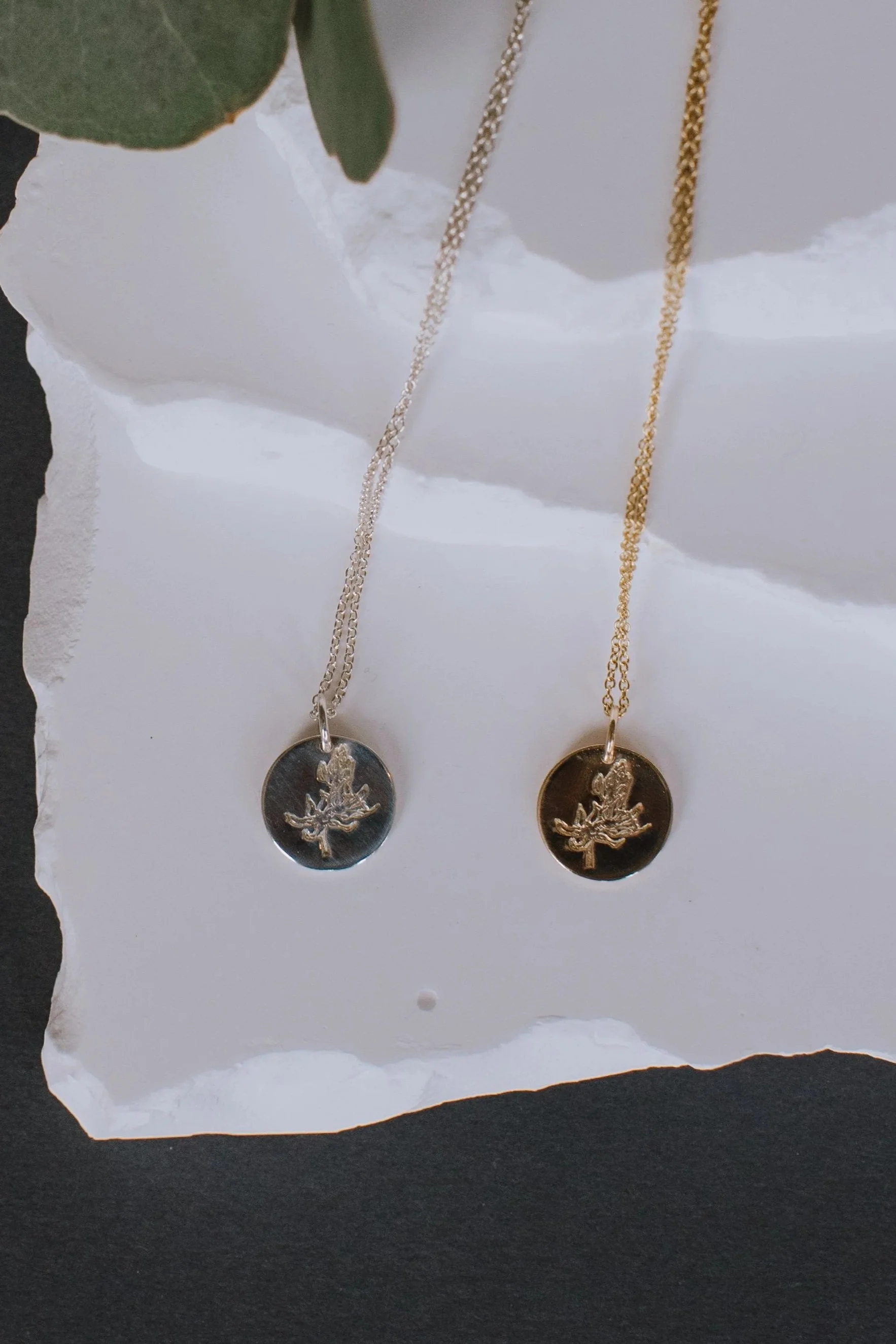 Stamped Camas Necklace