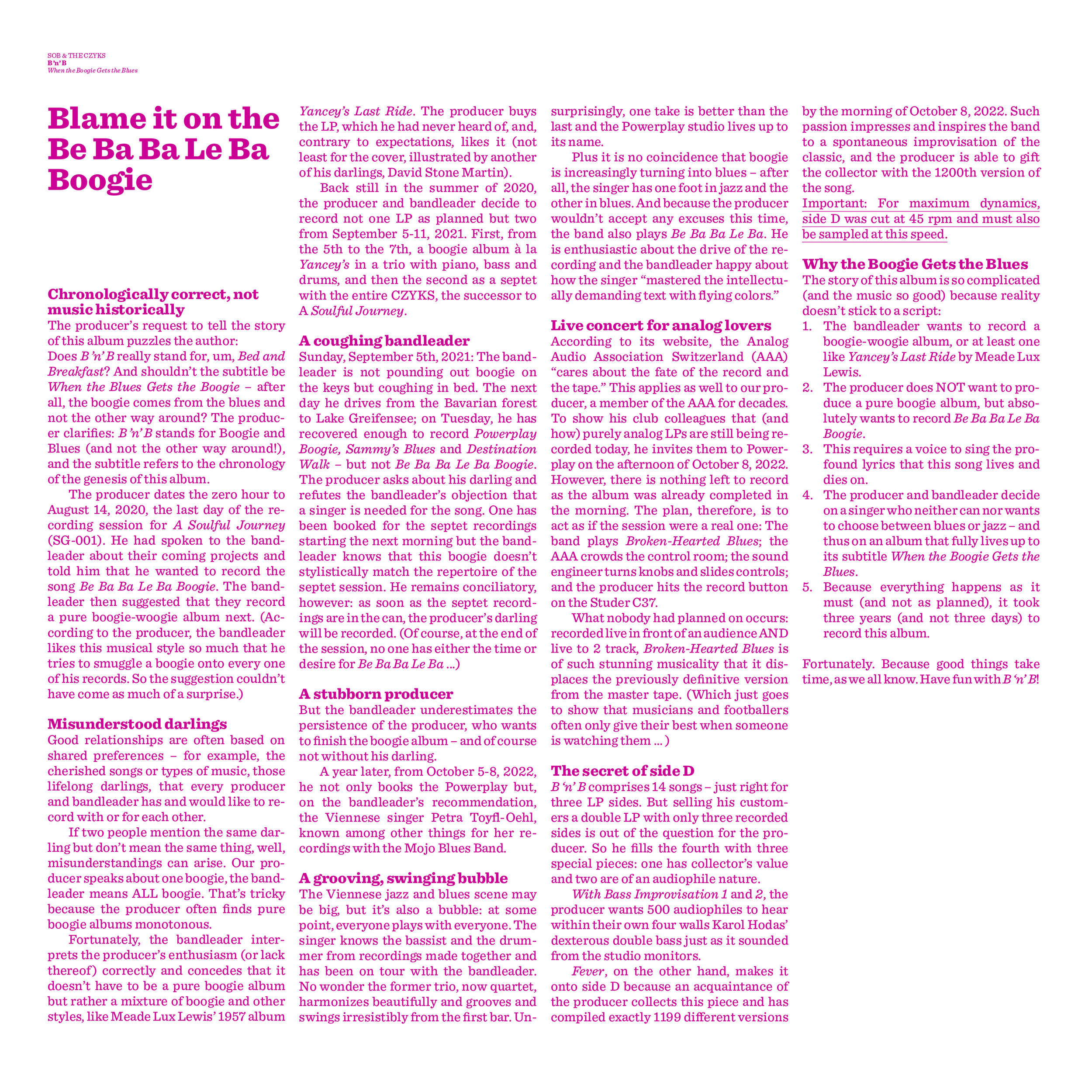 The story behind B 'n' B