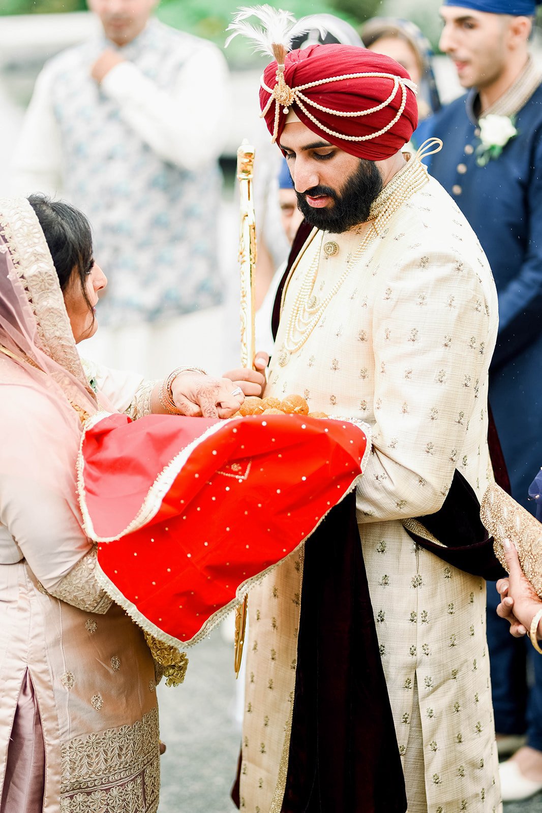 A south Asian groom enters his wedding ceremony in Victoria BC.