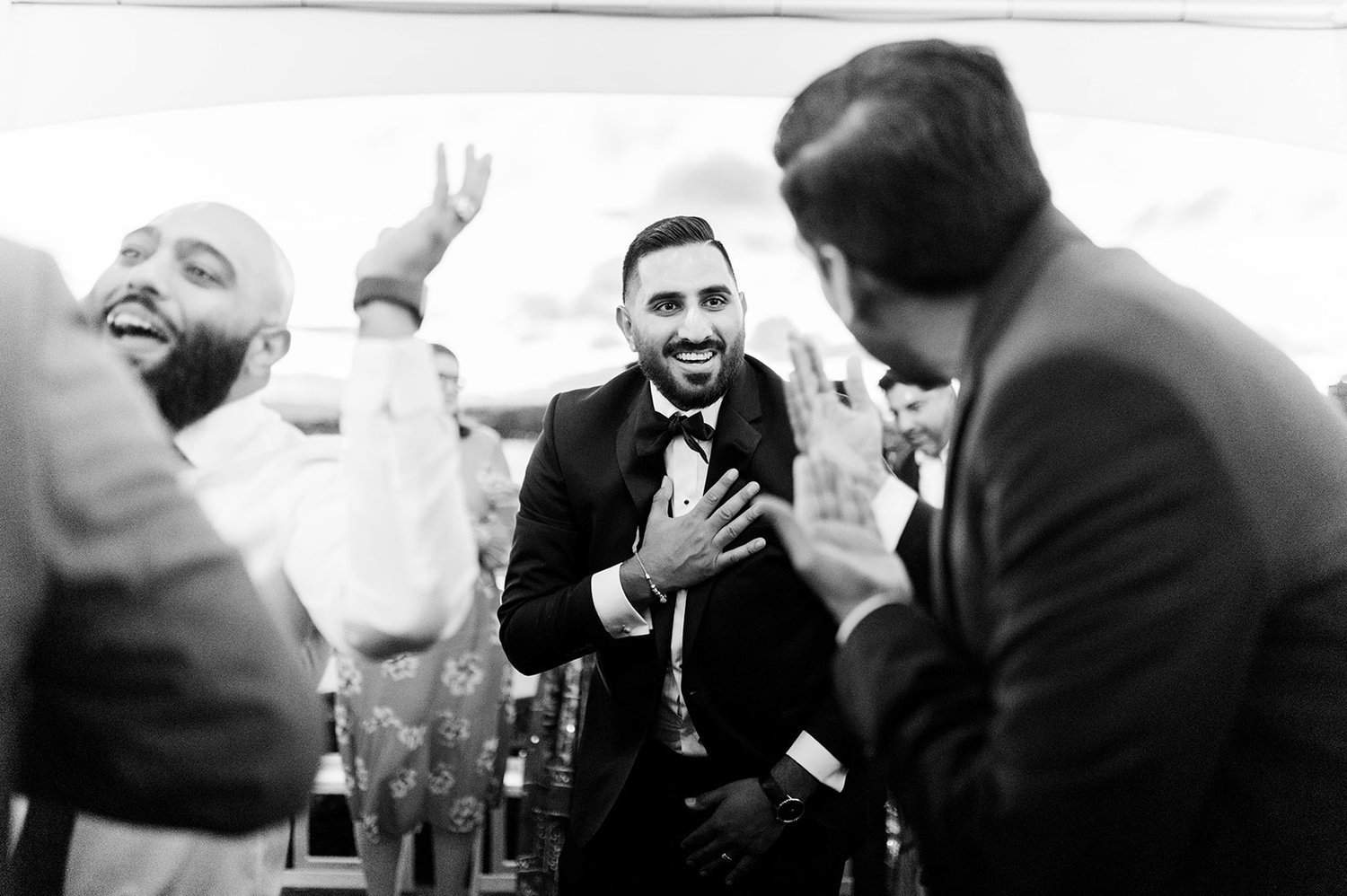 An indian groom dances at his reception in Victoria BC