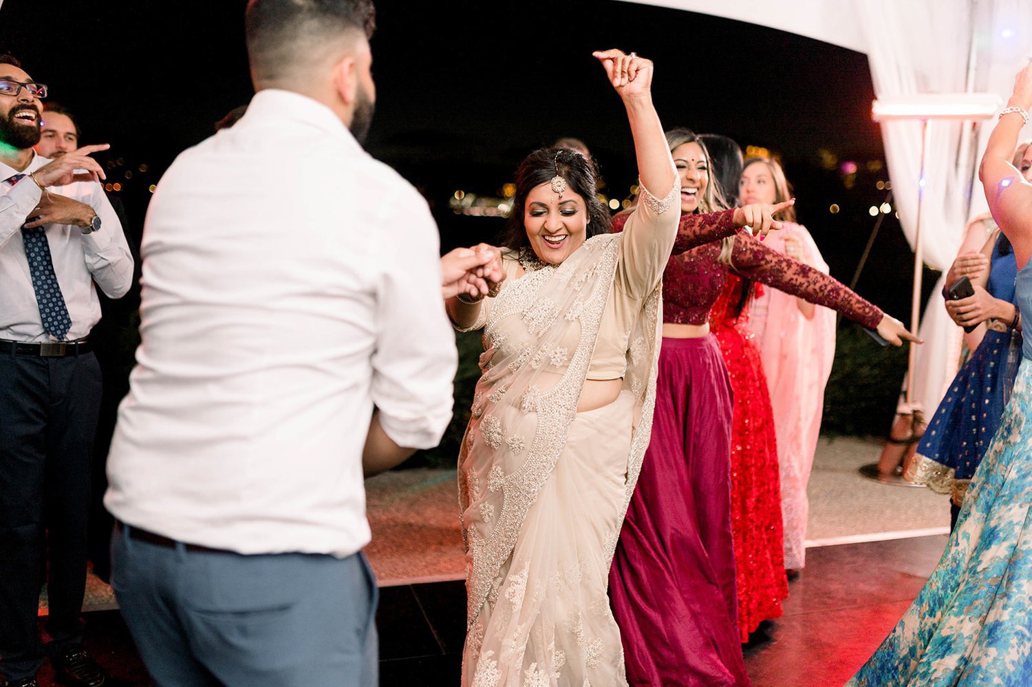 Wedding guest dance during a reception in Victoria BC