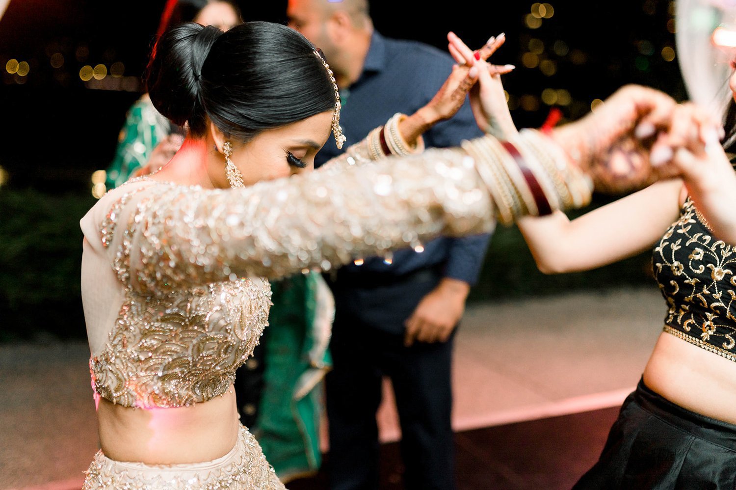 A bride dances during her wedding reception in Victoria BC 