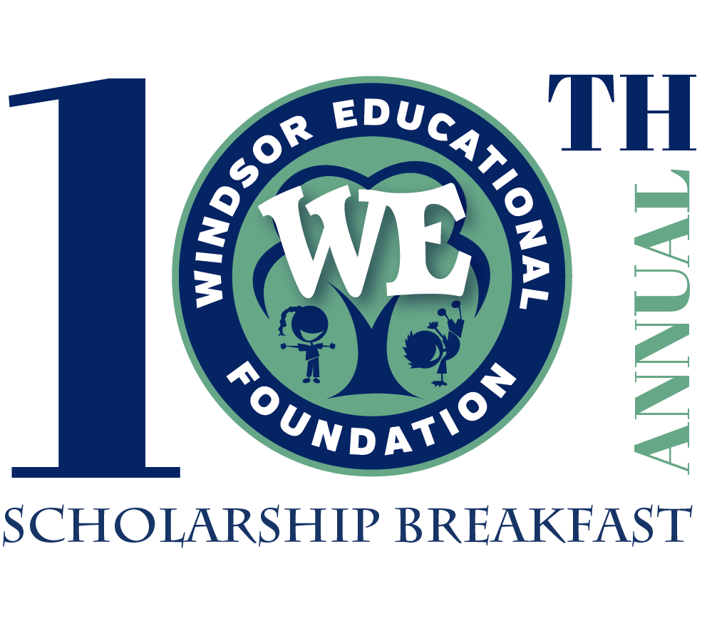 Logo for 10th annual WE Foundation scholarship breakfast fundraiser