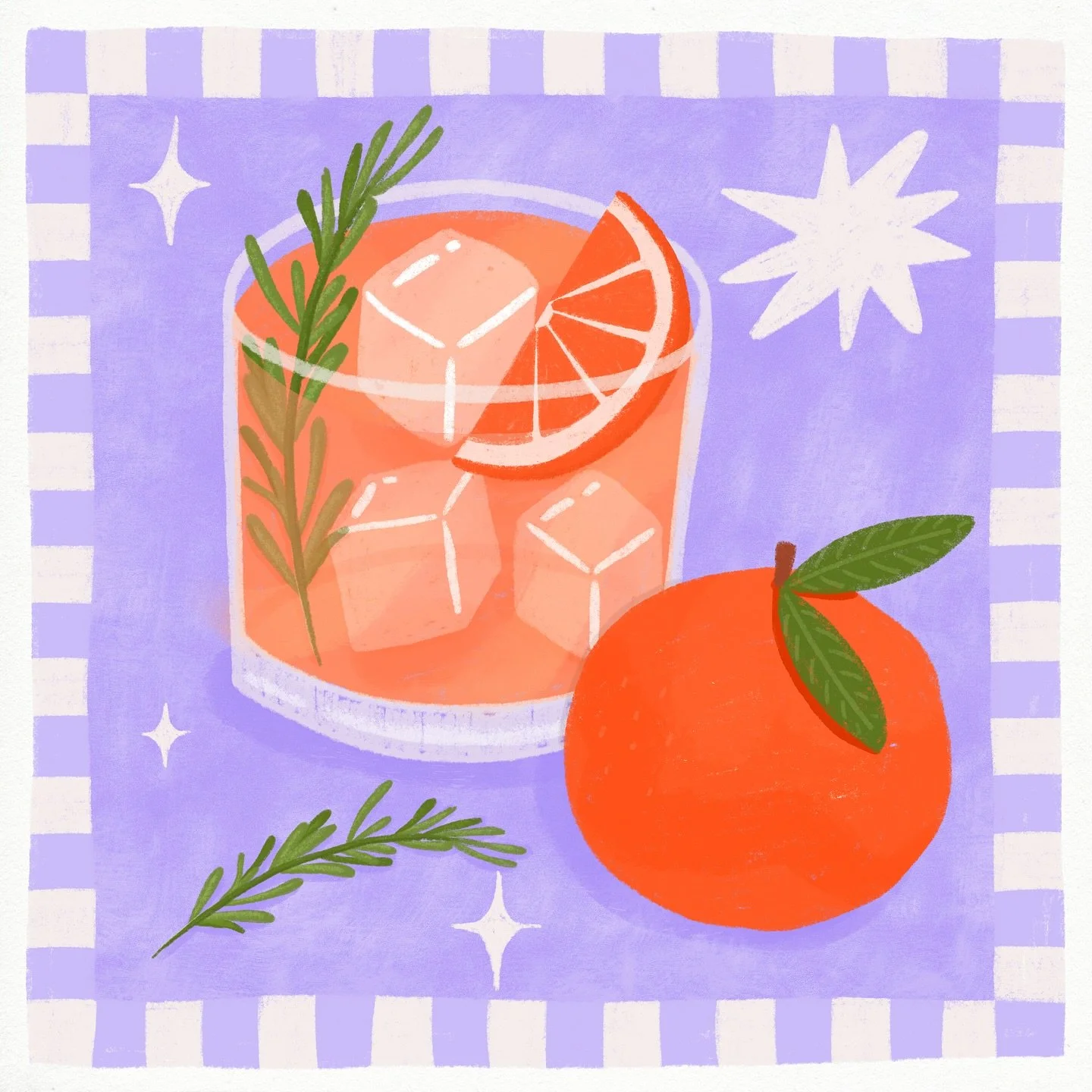 Happy Friday!! What&rsquo;s your tipple of choice on a Friday evening?🍹Mine will be just a nice cuppa this evening as I&rsquo;ve a weekend full of markets ahead ☕️

This illustration was inspired by an orange and rosemary cocktail I made one time th