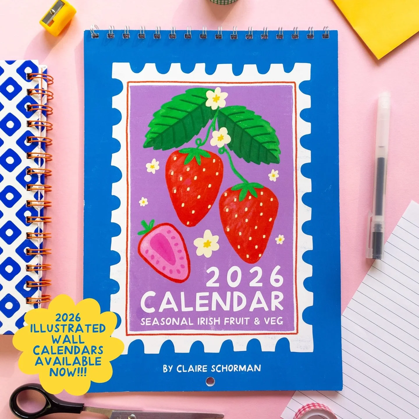Yayyyy my 2026 Illustrated Wall Calendars are now available on my website!!

Each month features a colourful illustration of an Irish fruit or veg that&rsquo;s in season that month, with both the English and Irish names - encouraging you to eat seaso